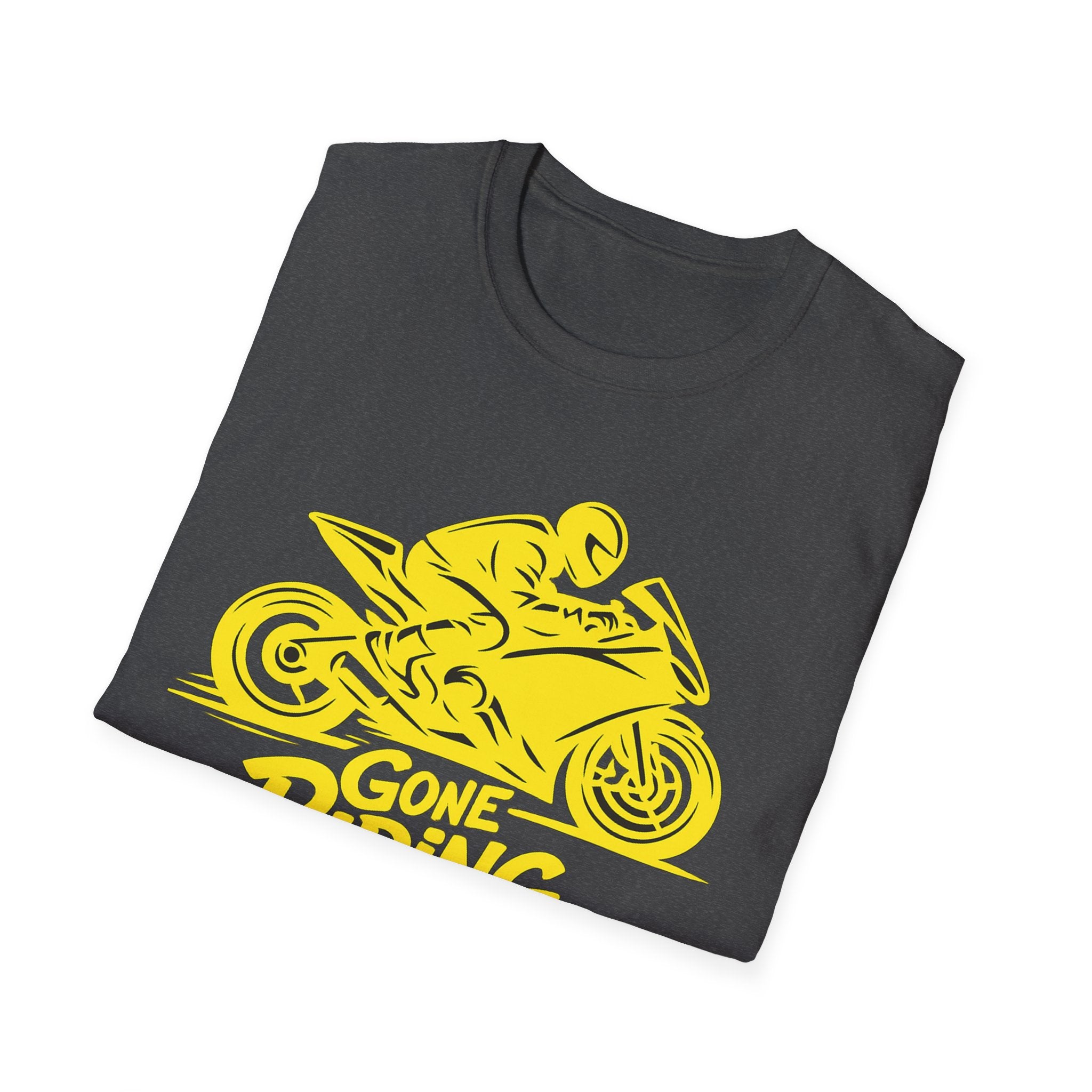 Motorcycle T-Shirt — "Gone Riding" Yellow Sportbike Graphic Tee