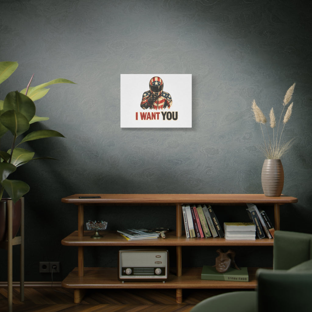 Patriotic Biker 'I Want You' Matte Canvas