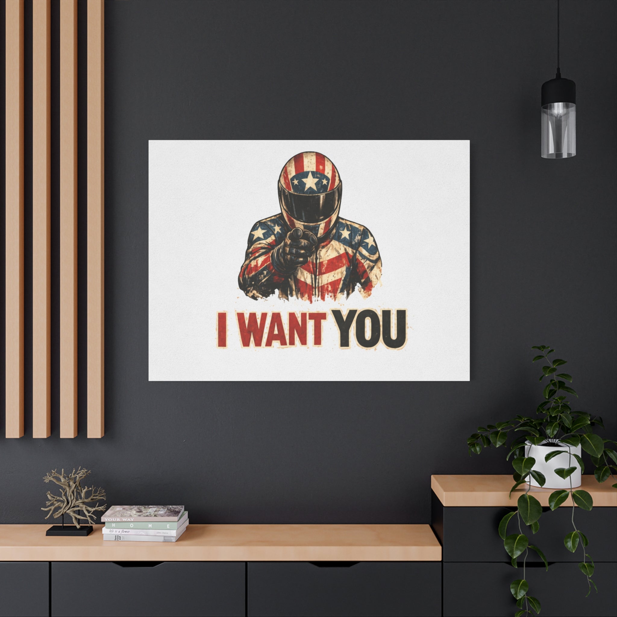 Patriotic Biker 'I Want You' Matte Canvas