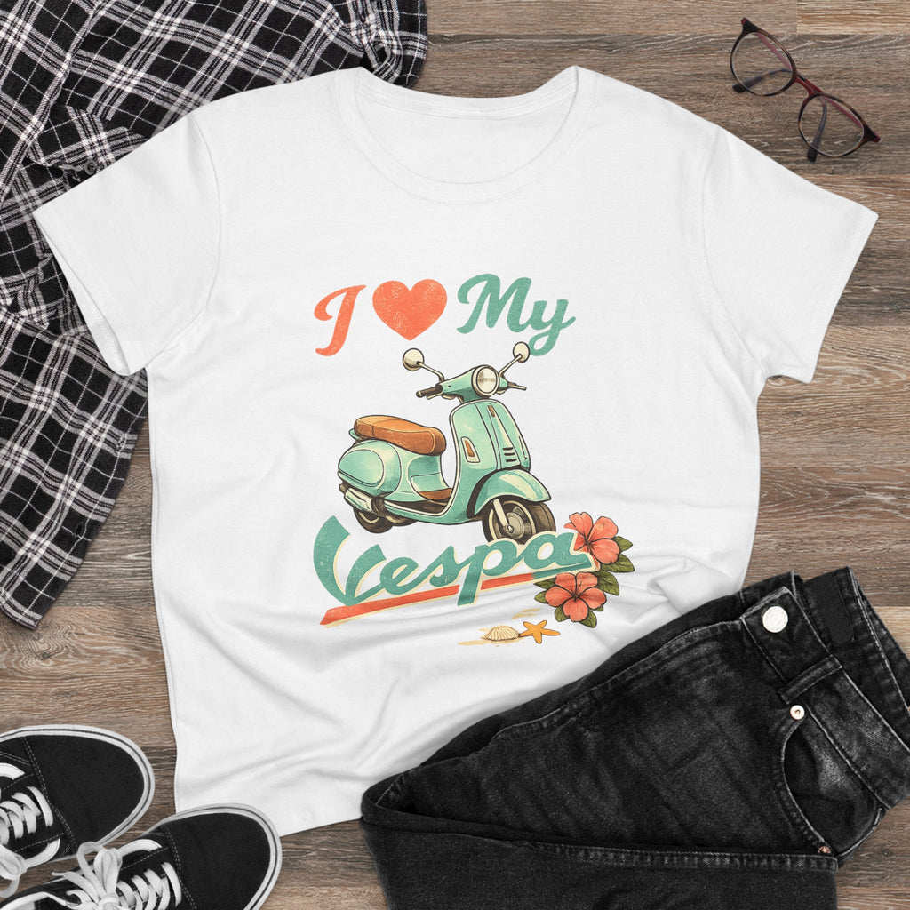 I Love My Vespa Women's Tee — Retro Scooter Graphic Shirt