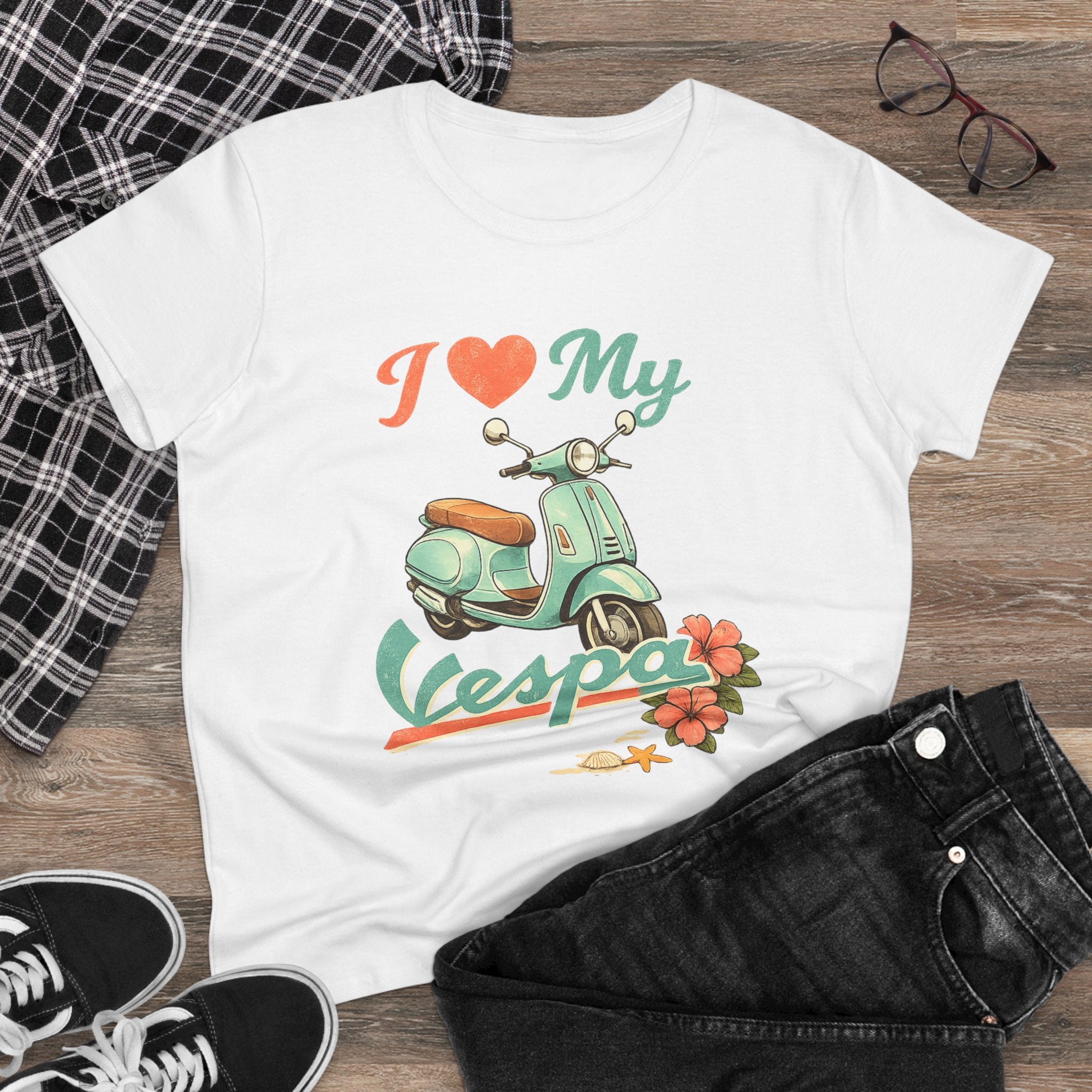 I Love My Vespa Women's Tee — Retro Scooter Graphic Shirt