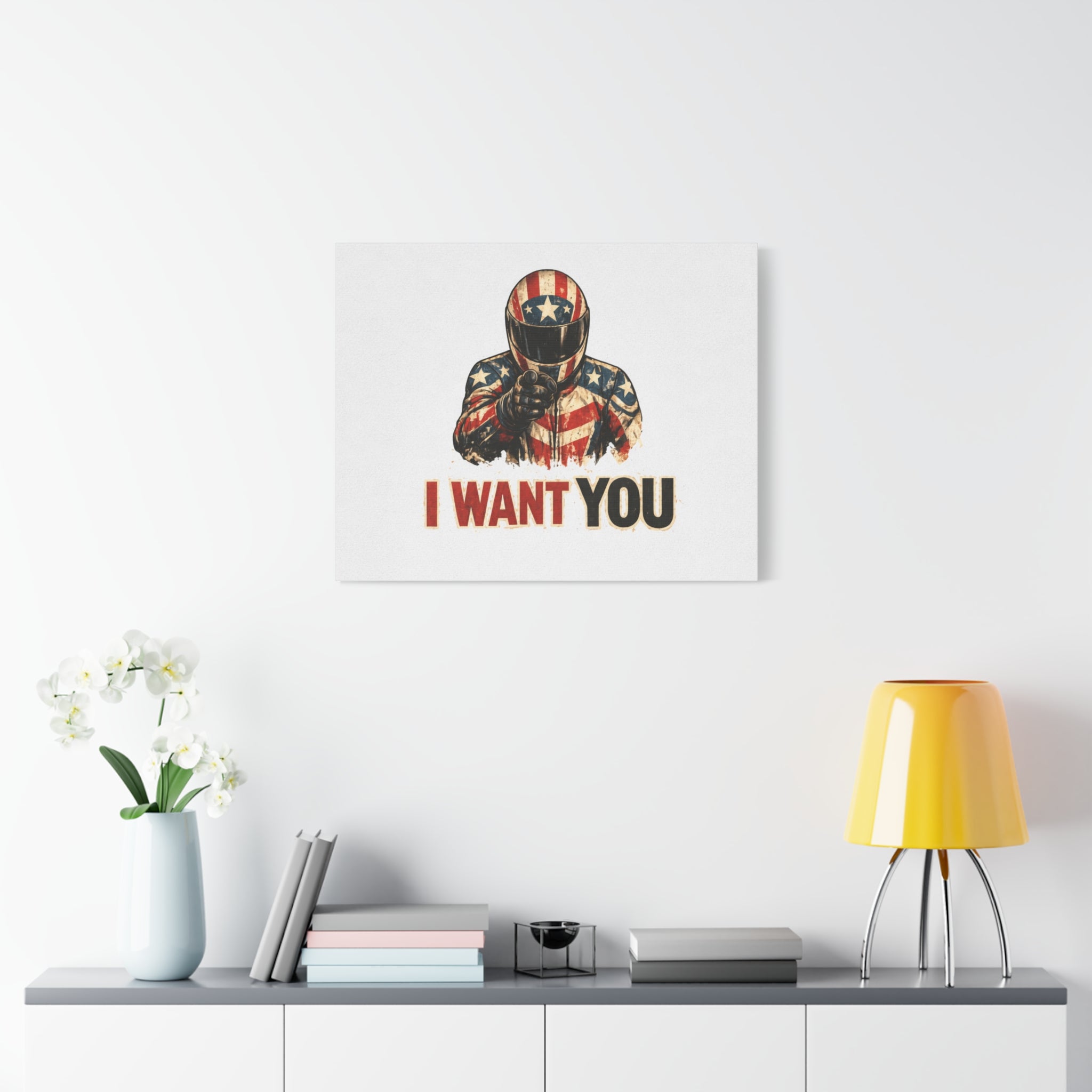 Patriotic Biker 'I Want You' Matte Canvas