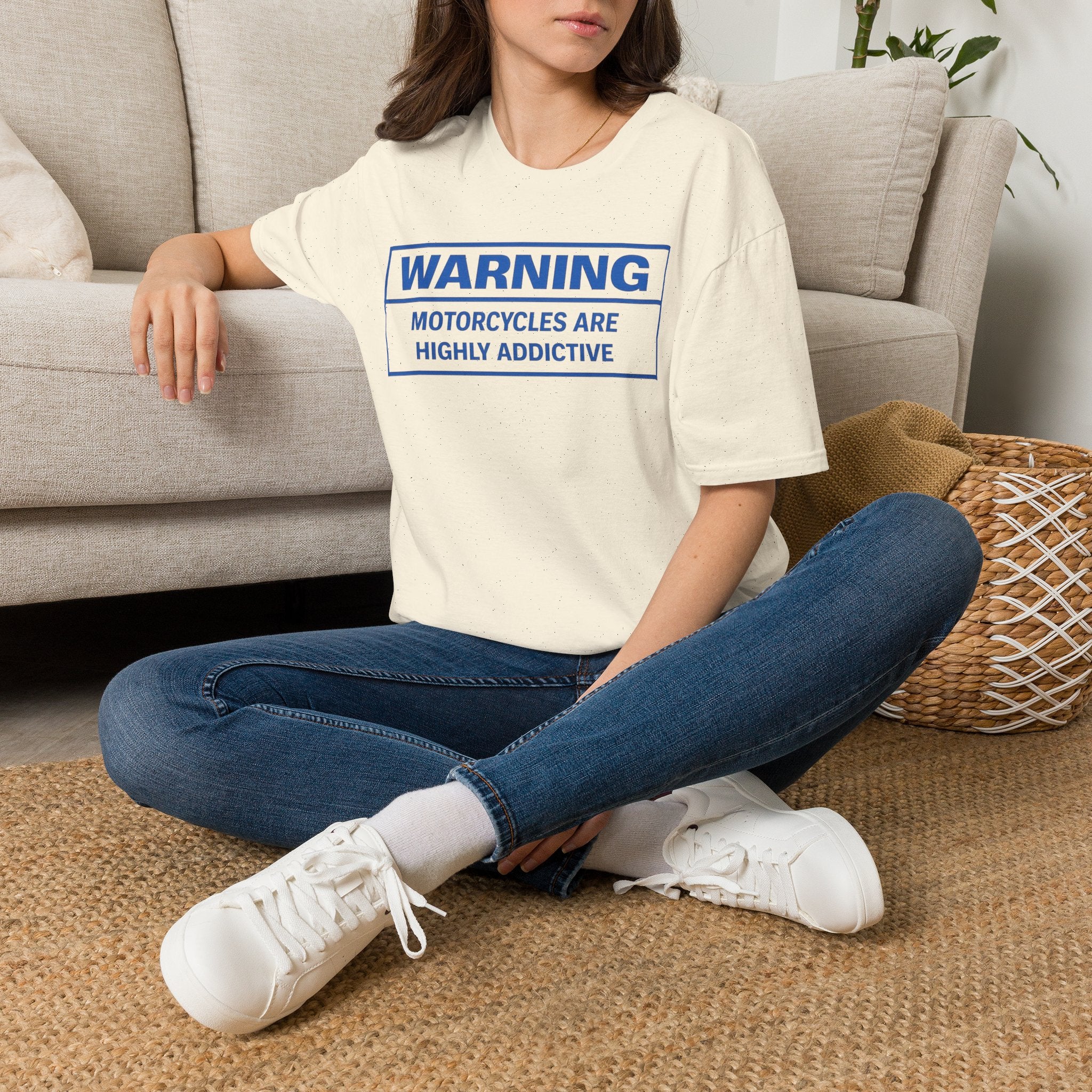 T-Shirt — "WARNING: Motorcycles Are Highly Addictive" Graphic Tee