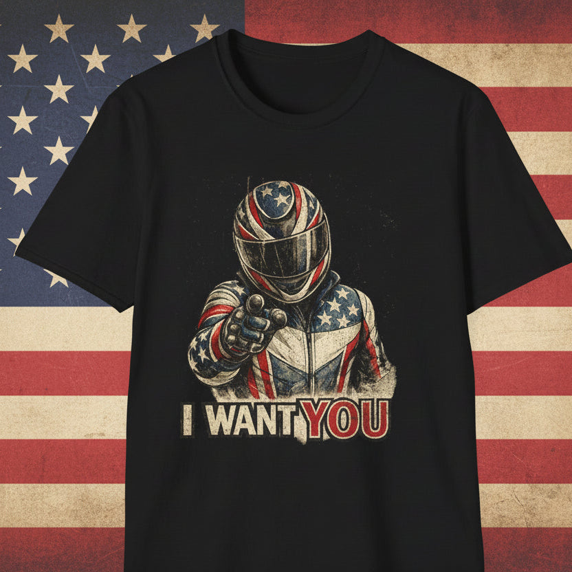 Patriotic Biker "I Want You" T-Shirt