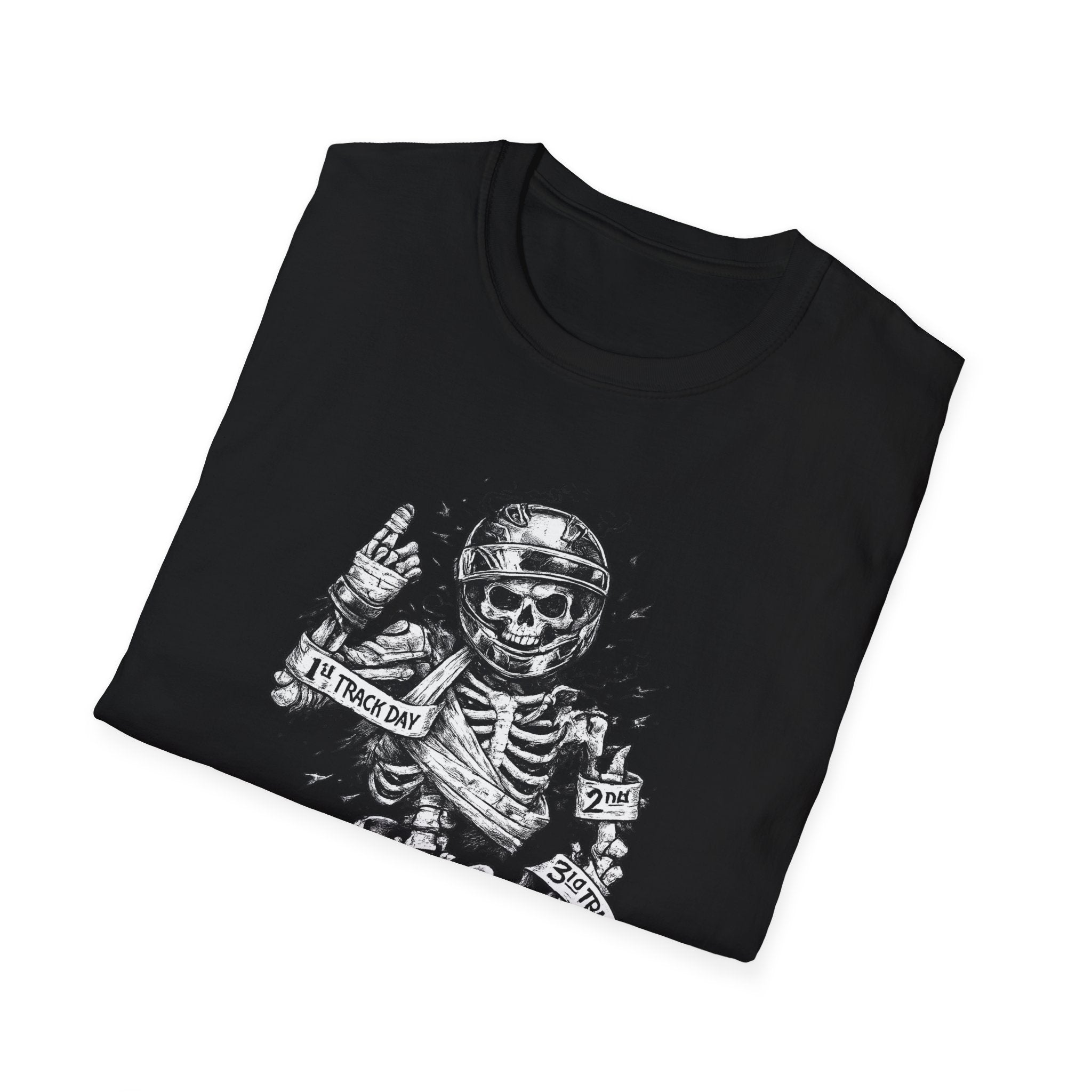 Skeleton Biker T-Shirt — "5% Truck Day 95% Day Off" Vintage Moto Tee