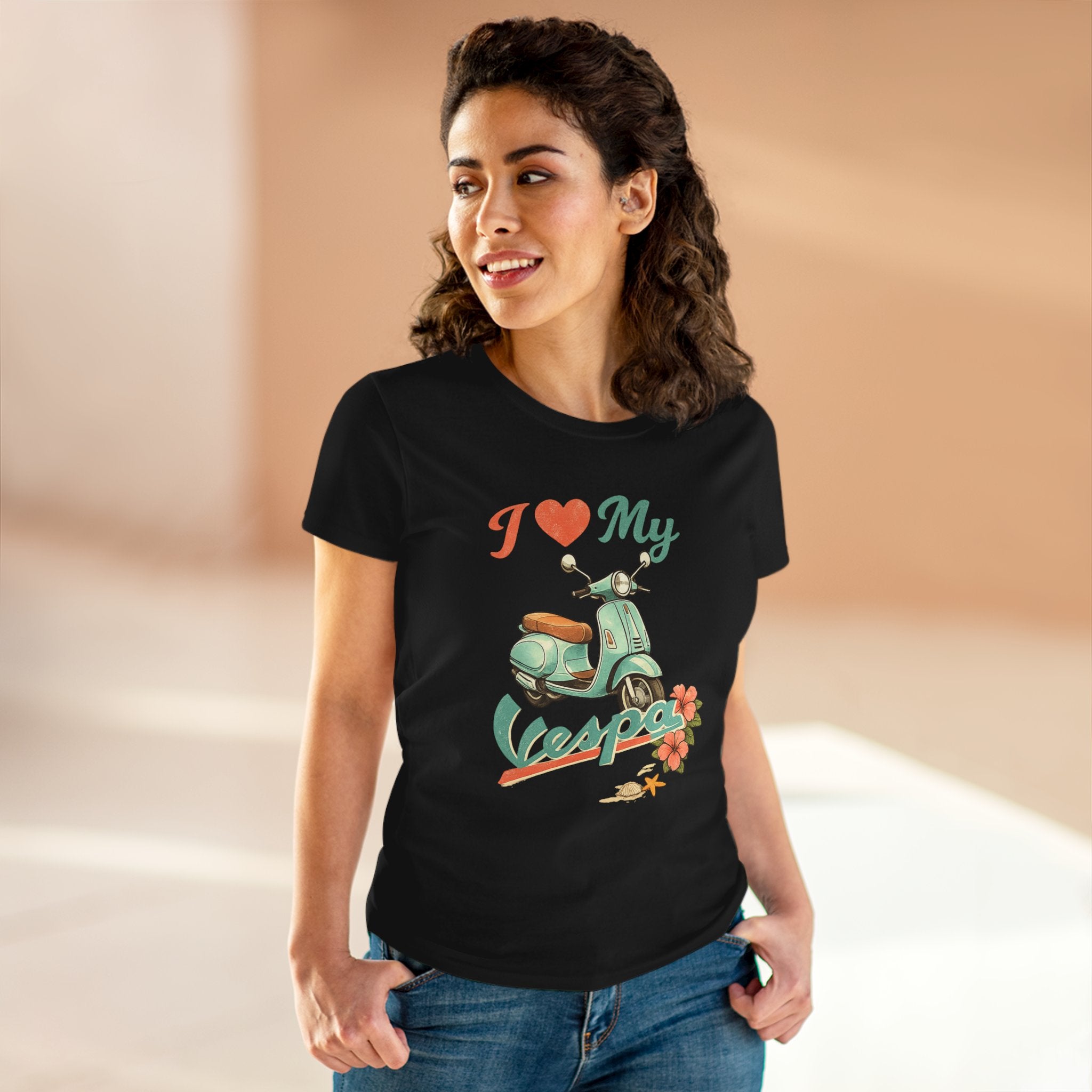 I Love My Vespa Women's Tee — Retro Scooter Graphic Shirt