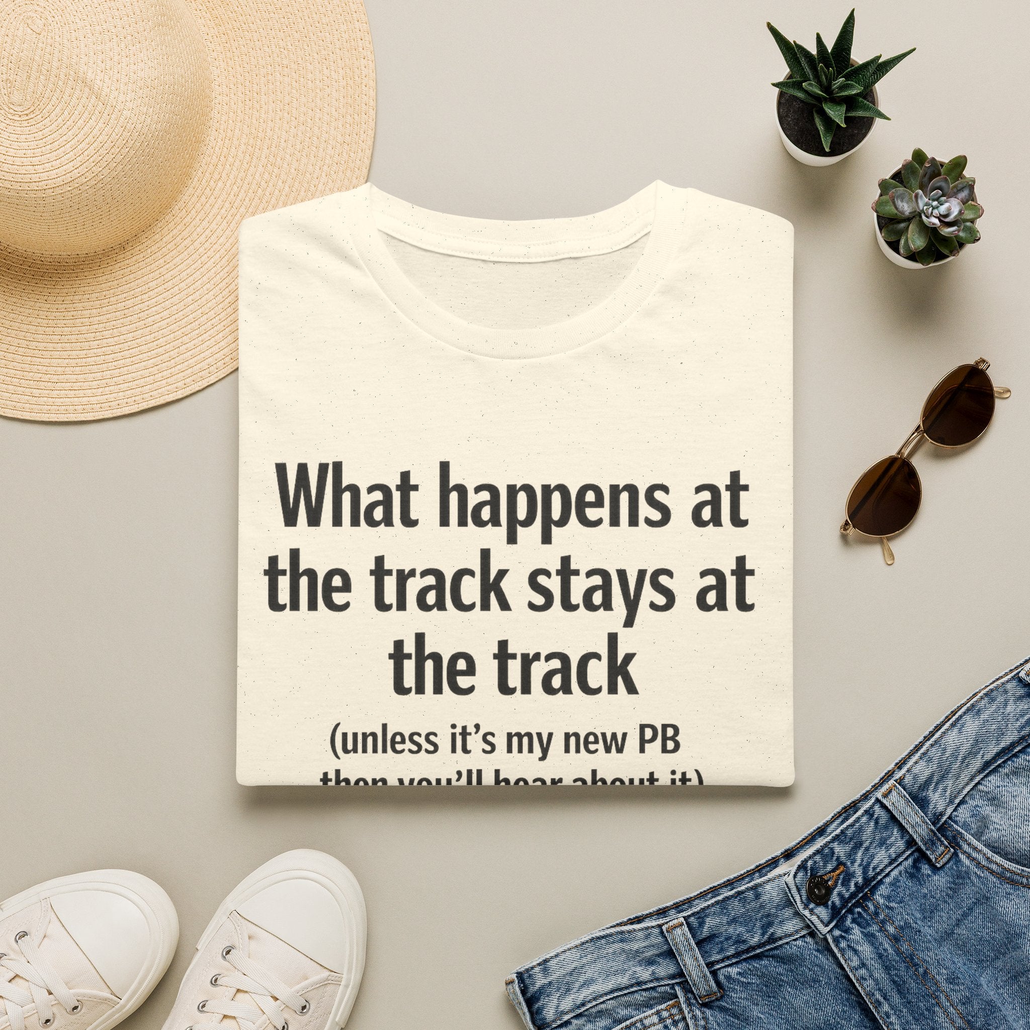 Track Runner T-Shirt — “What happens at the track stays at the track” Running Tee