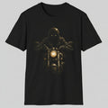 Motorcycle Rider Graphic T-Shirt — Dark Biker Skull with Headlight
