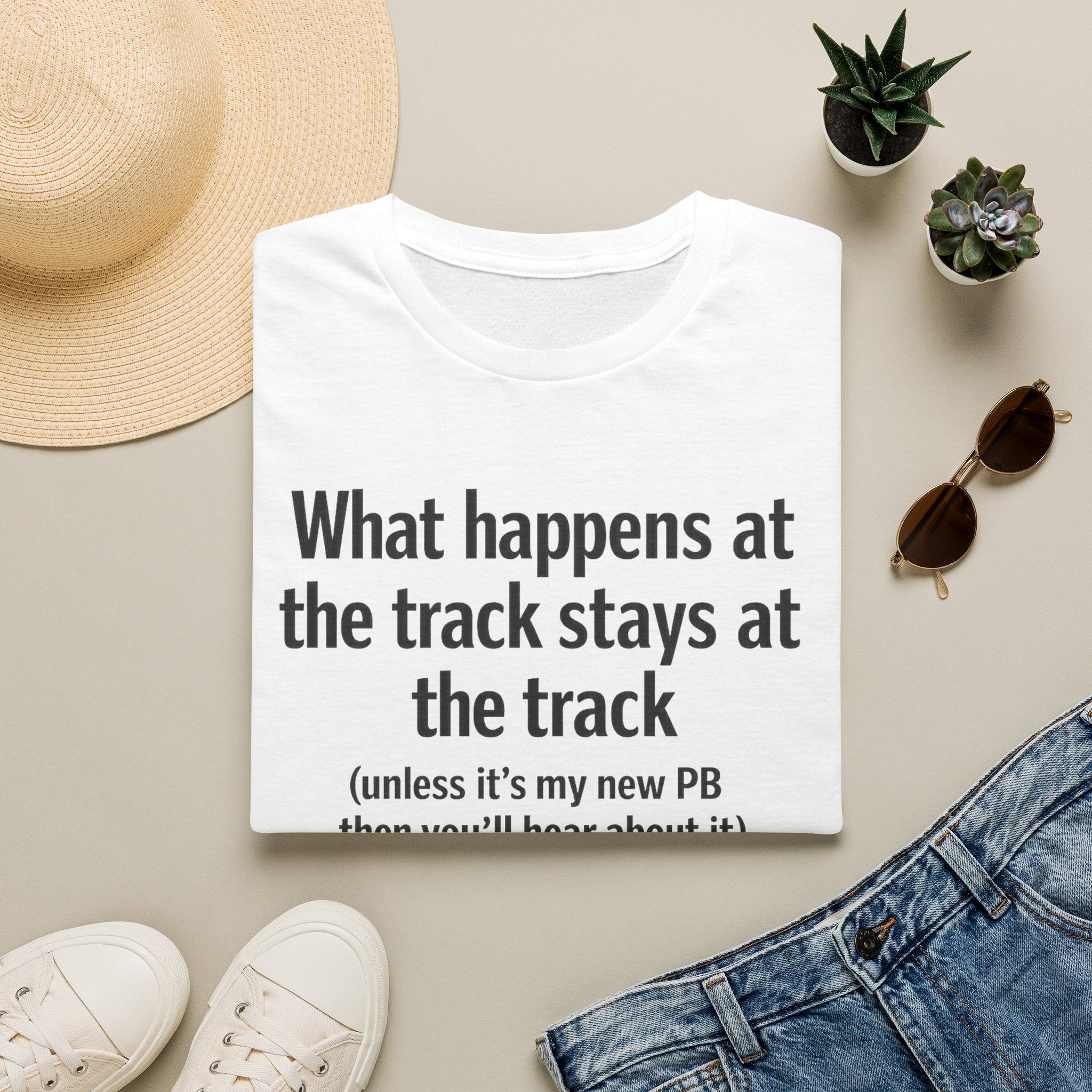 Track Runner T-Shirt — “What happens at the track stays at the track” Running Tee