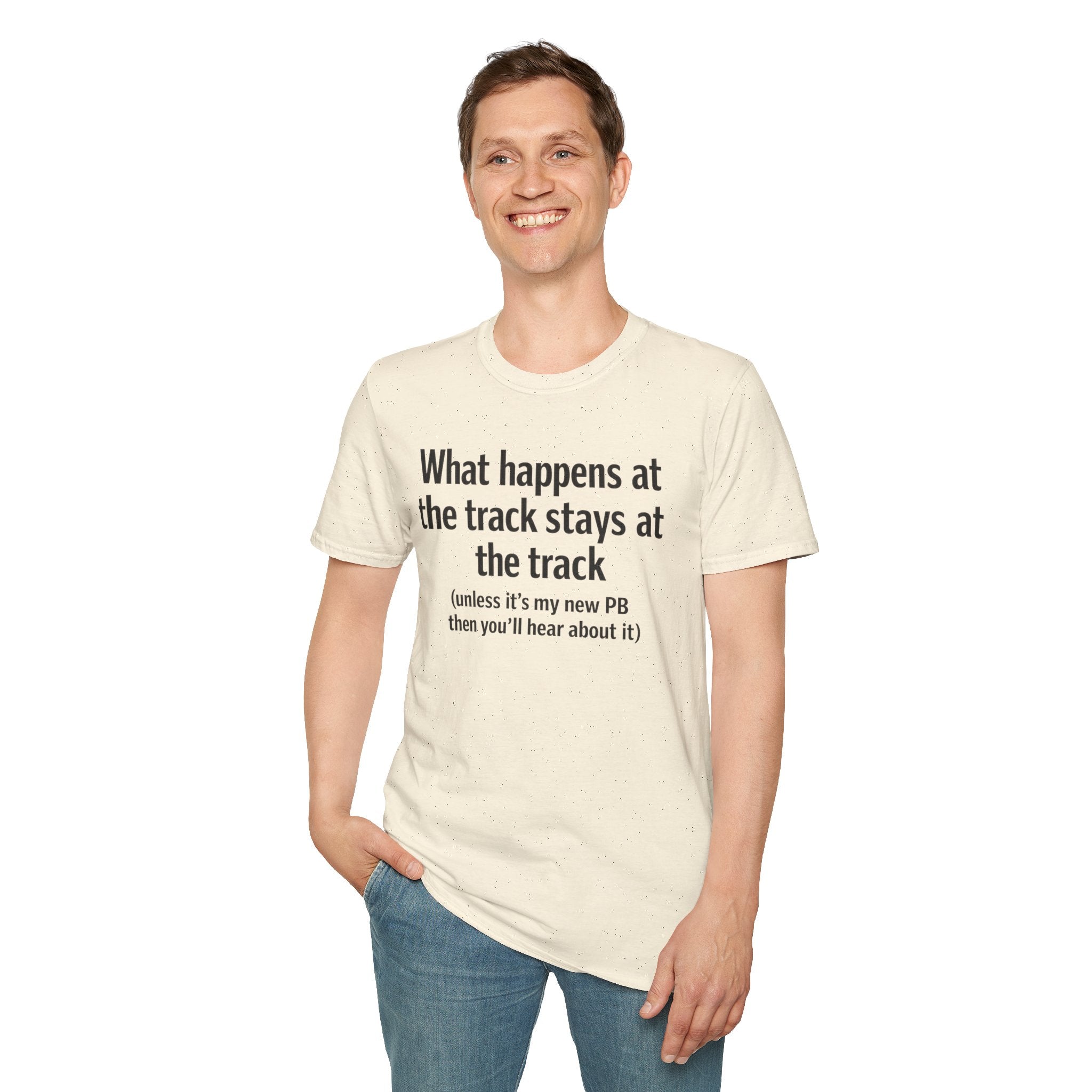 Track Runner T-Shirt — “What happens at the track stays at the track” Running Tee