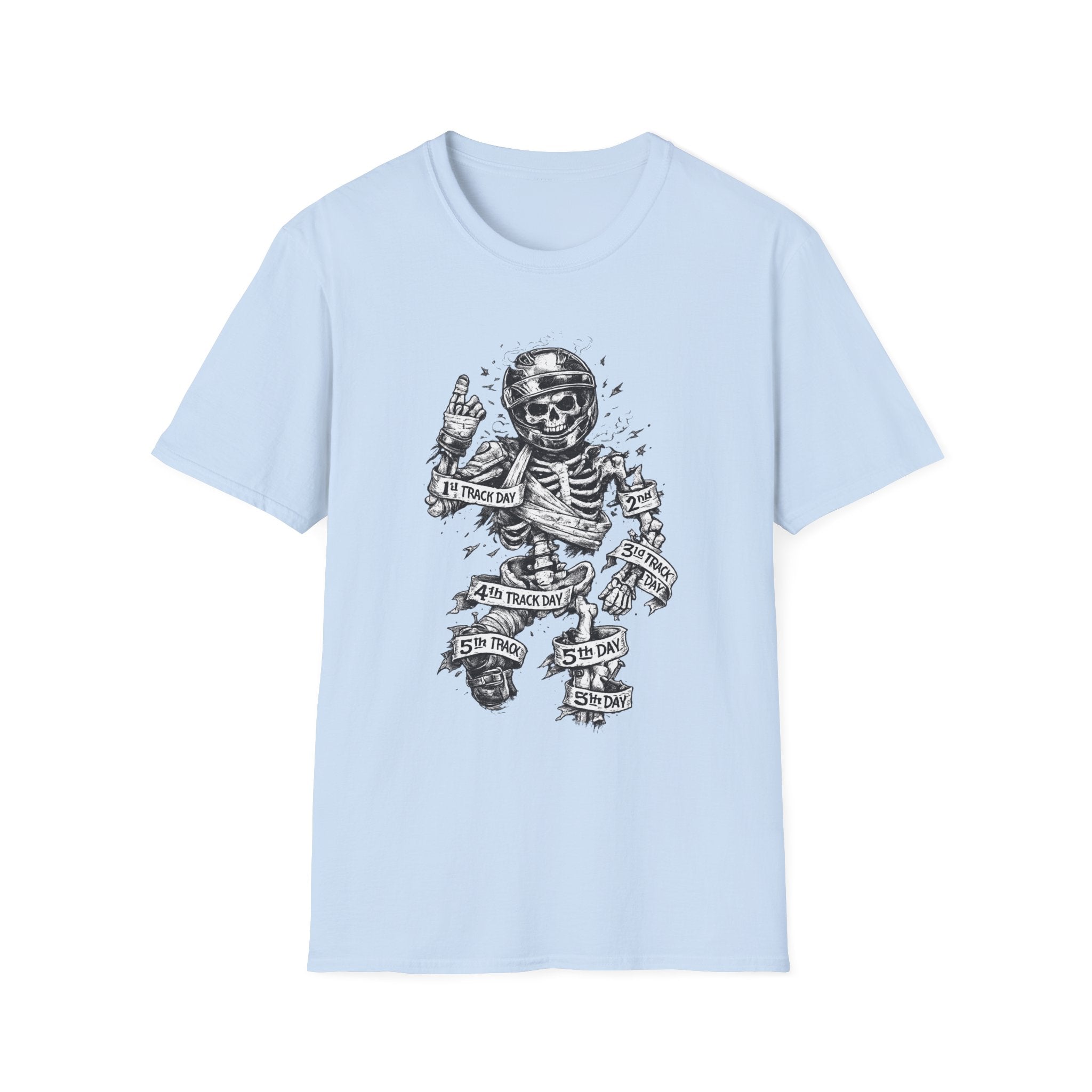 Skeleton Biker T-Shirt — "5% Truck Day 95% Day Off" Vintage Moto Tee