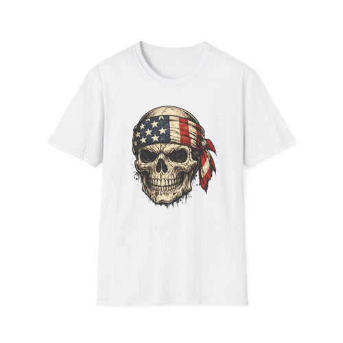 American Flag Skull T-Shirt — Vintage Patriotic Bandana Graphic Tee