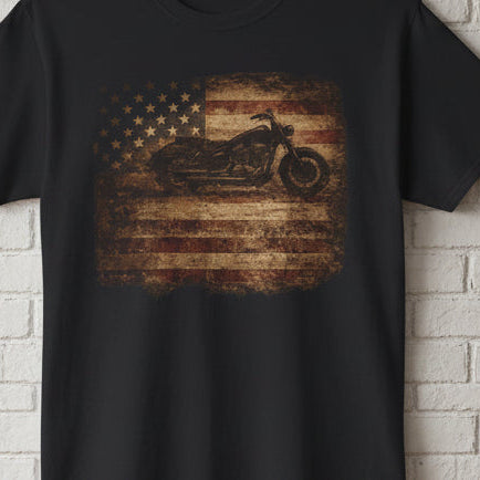 Vintage Motorcycle American Flag T-Shirt