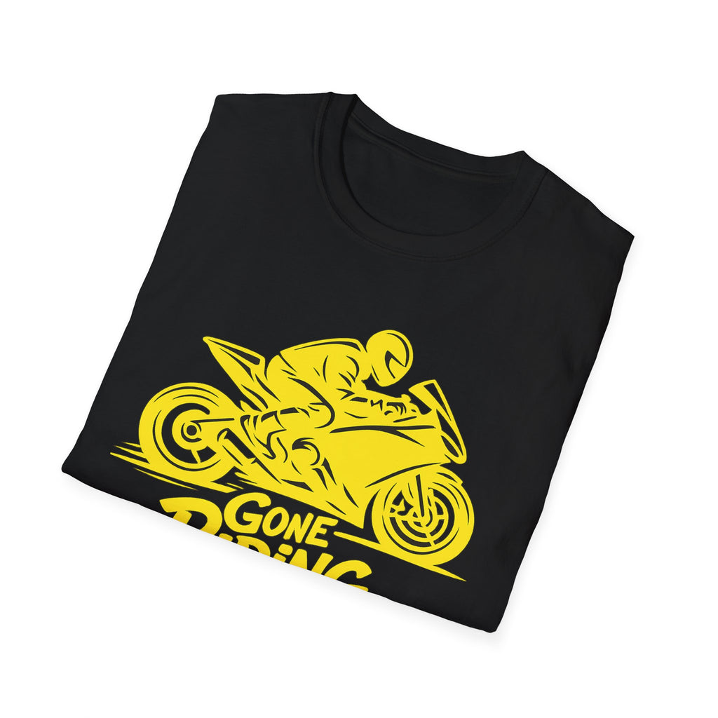 Motorcycle T-Shirt — "Gone Riding" Yellow Sportbike Graphic Tee