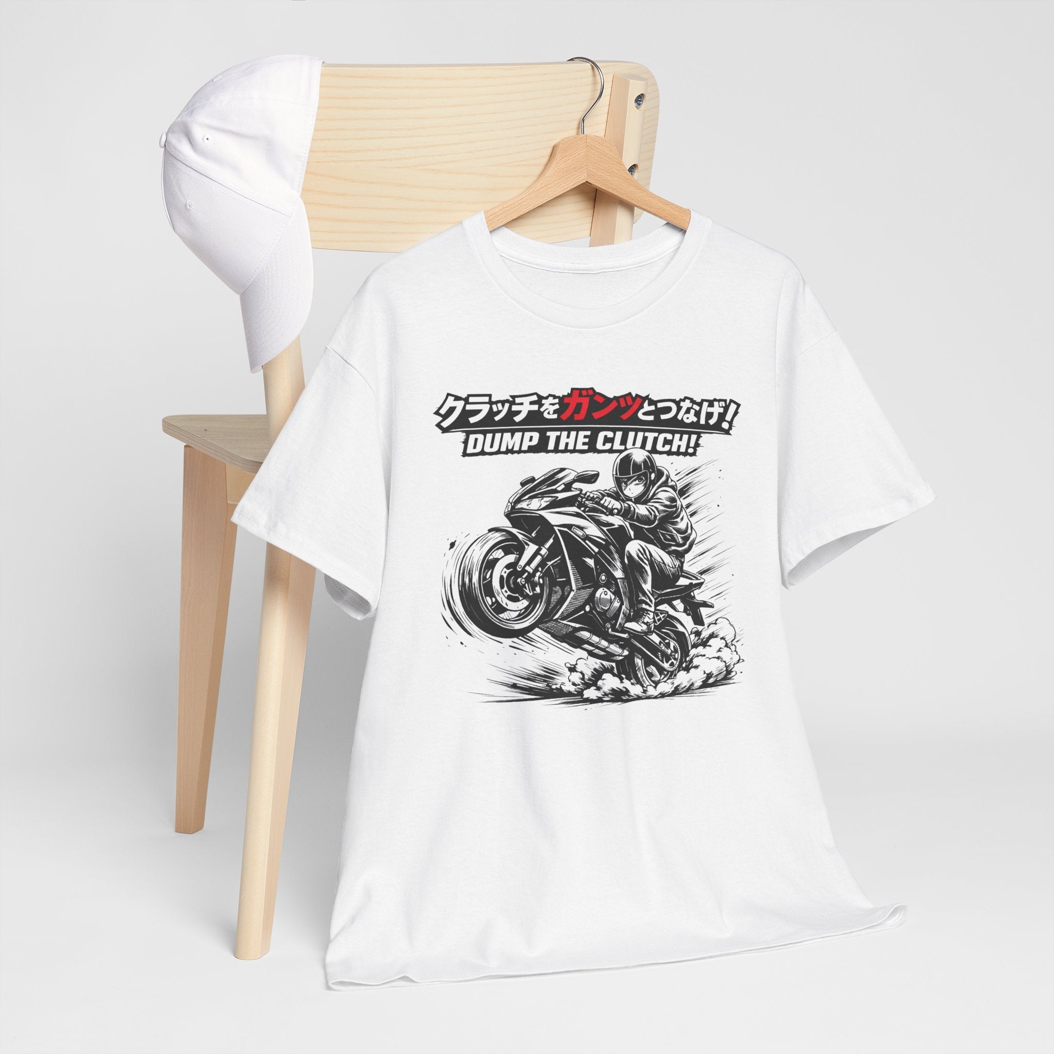 Motorcycle T‑Shirt — "Dump the Clutch!" Japanese Speed Graphic Tee