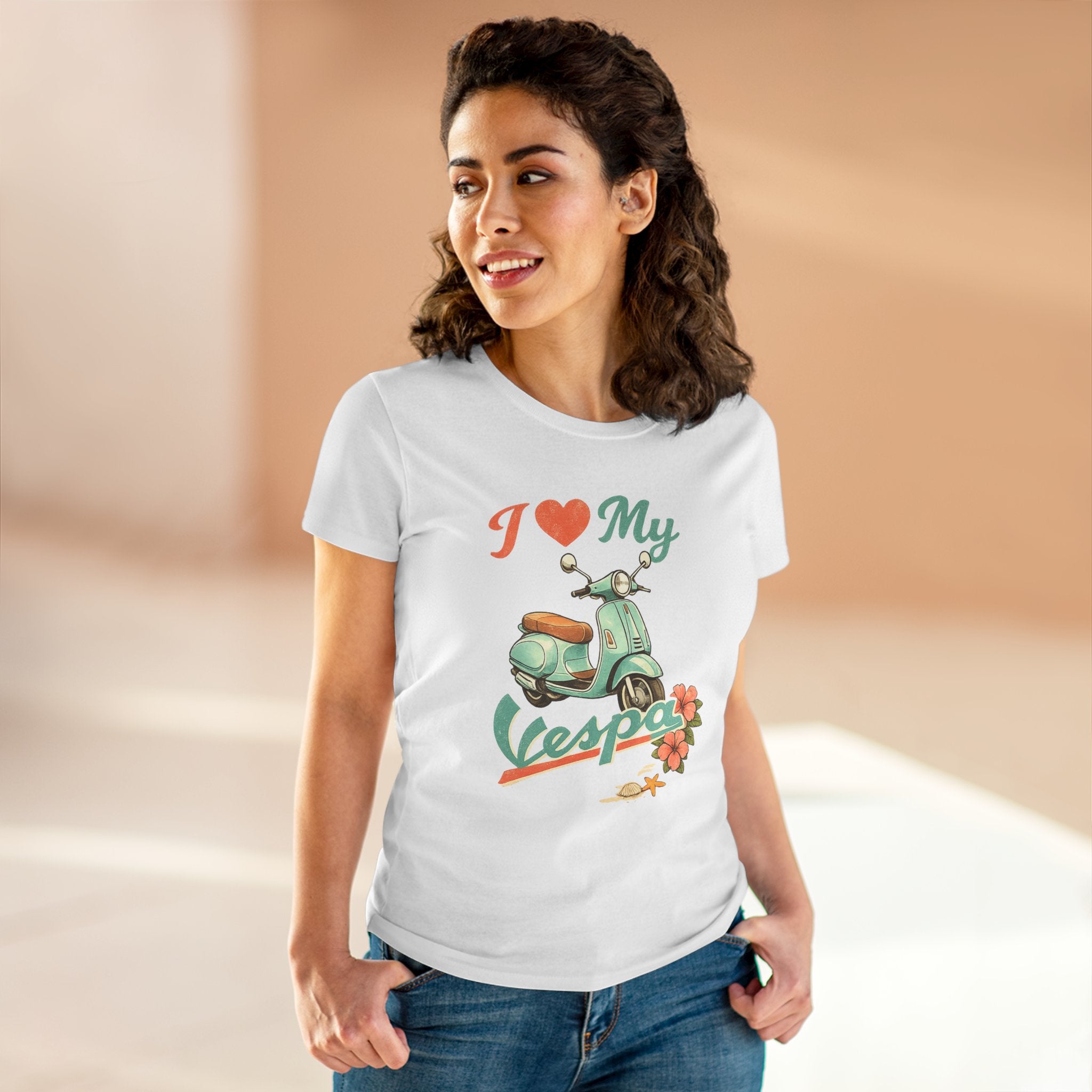 I Love My Vespa Women's Tee — Retro Scooter Graphic Shirt