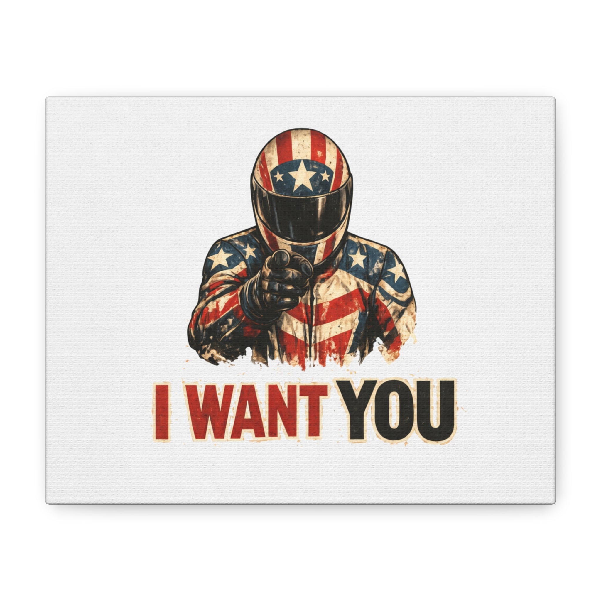Patriotic Biker 'I Want You' Matte Canvas