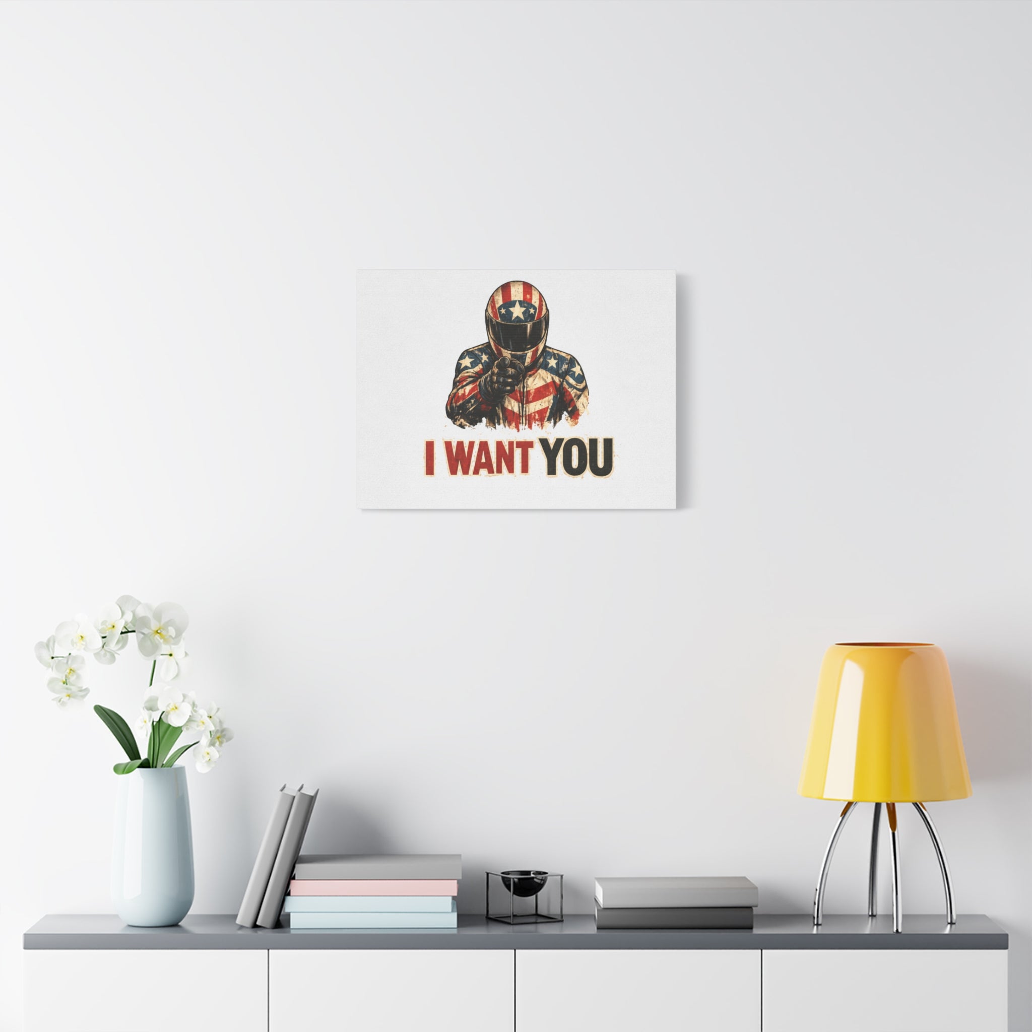 Patriotic Biker 'I Want You' Matte Canvas