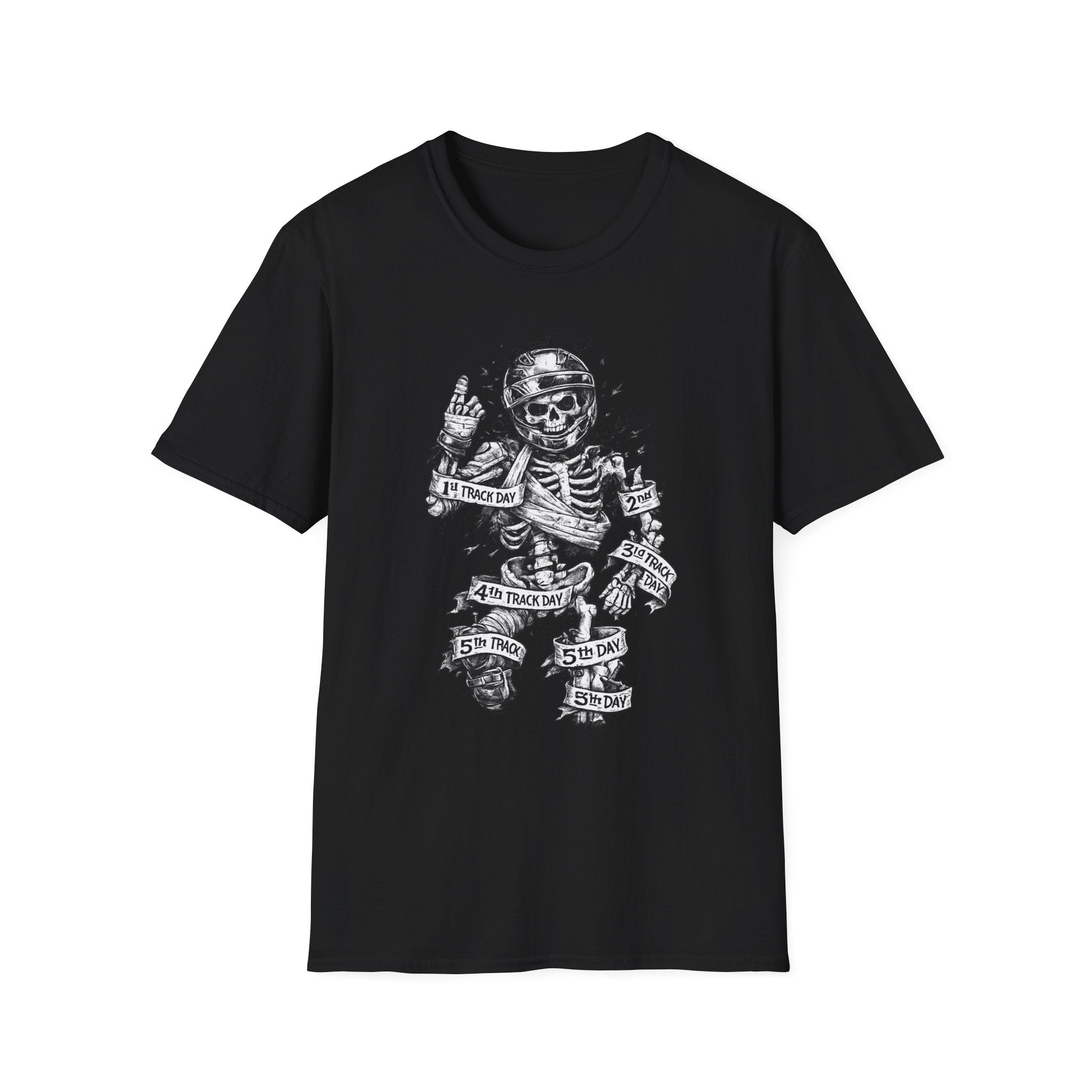 Skeleton Biker T-Shirt — "5% Truck Day 95% Day Off" Vintage Moto Tee