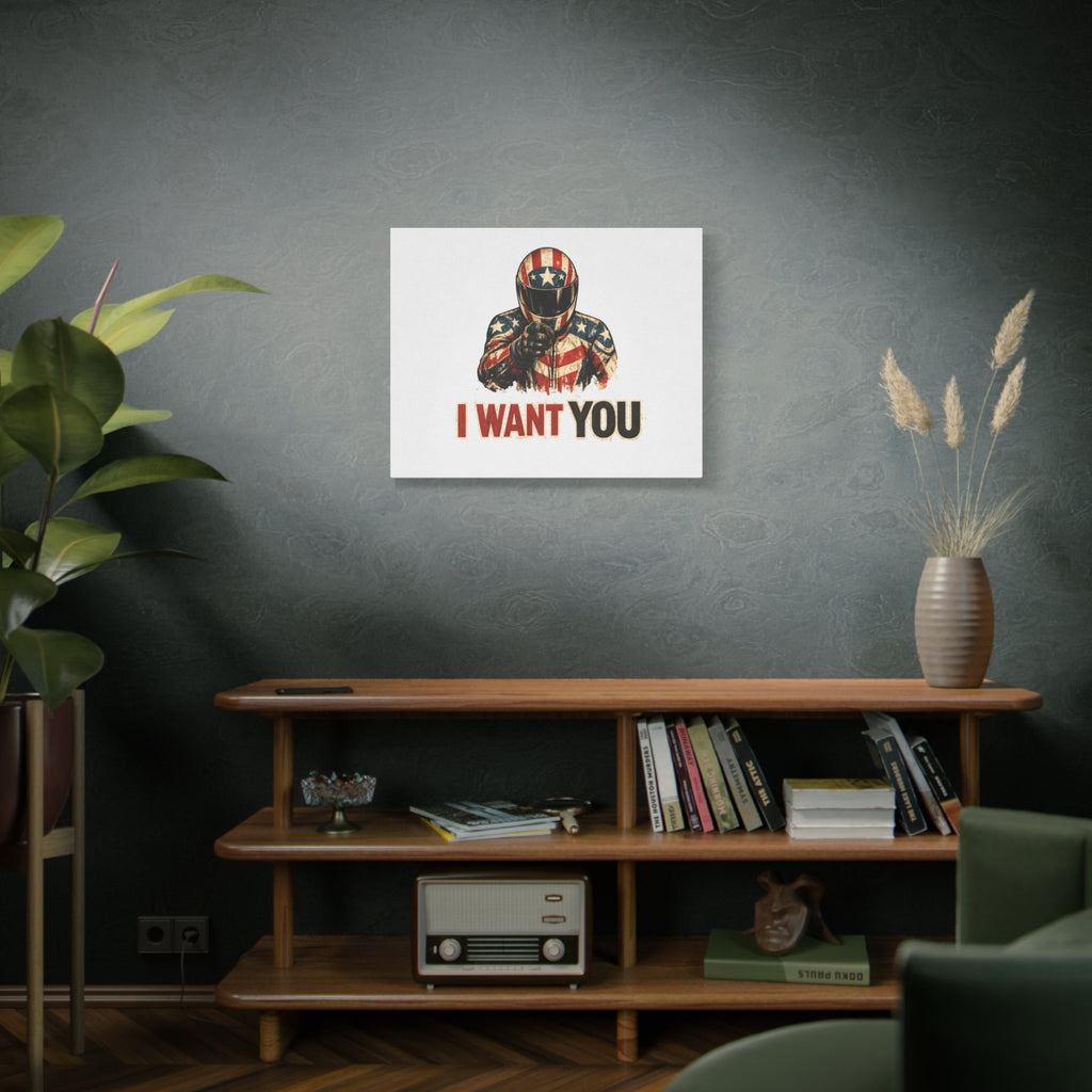 Patriotic Biker 'I Want You' Matte Canvas