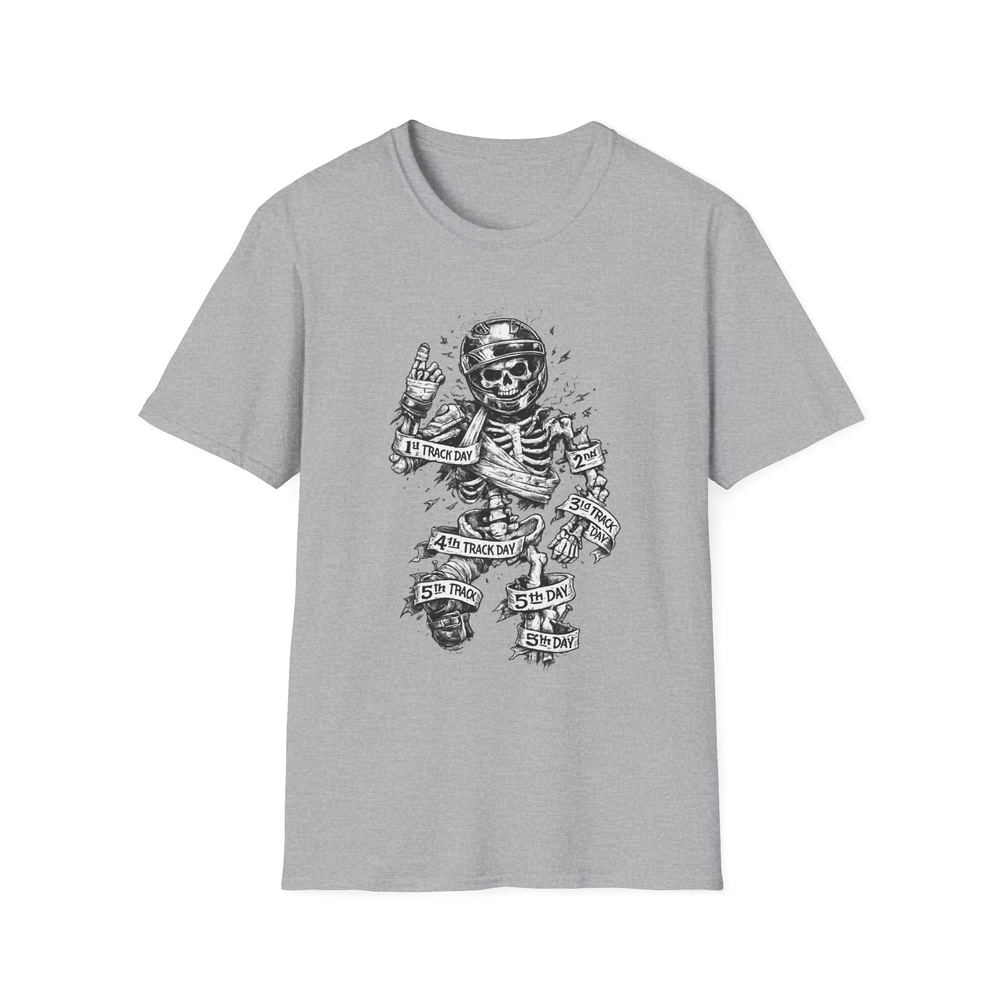 Skeleton Biker T-Shirt — "5% Truck Day 95% Day Off" Vintage Moto Tee