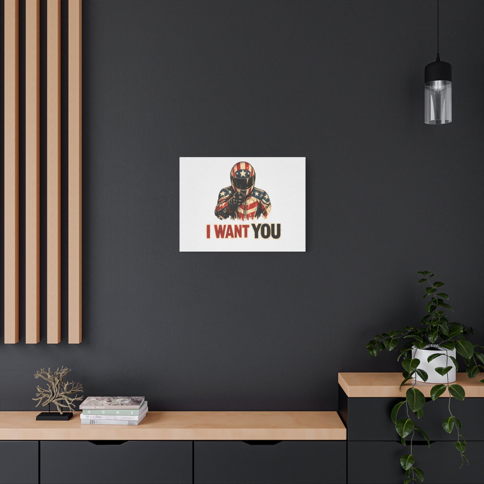 Patriotic Biker 'I Want You' Matte Canvas