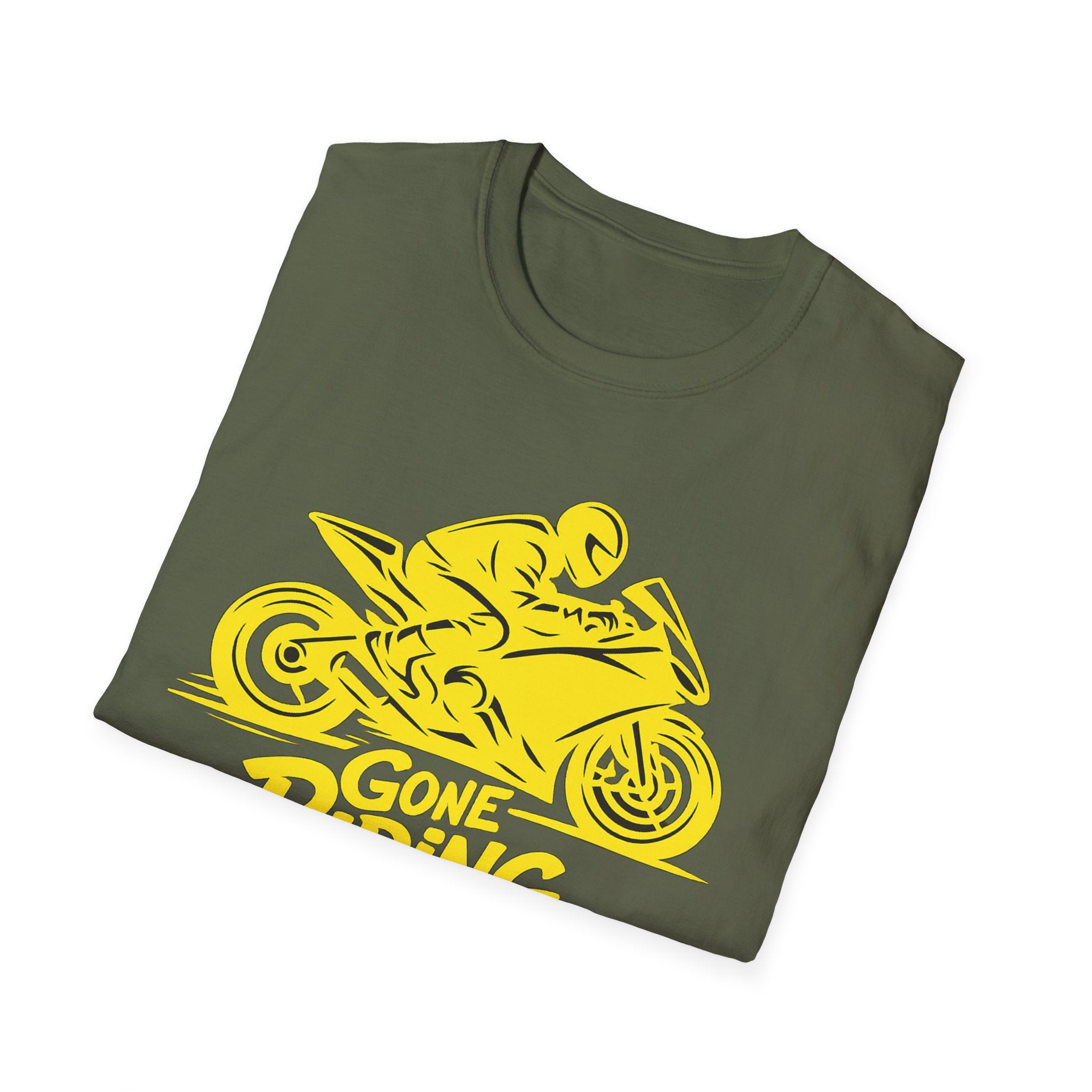 Motorcycle T-Shirt — "Gone Riding" Yellow Sportbike Graphic Tee