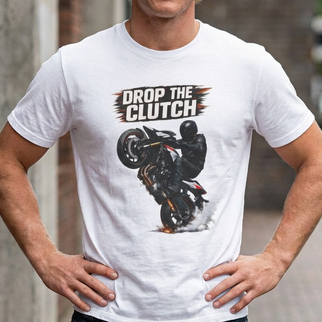 Drop the Clutch Motorcycle T-Shirt – Wheelie Rider Graphic Tee