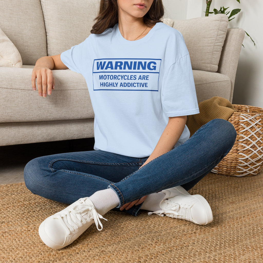 T-Shirt — "WARNING: Motorcycles Are Highly Addictive" Graphic Tee
