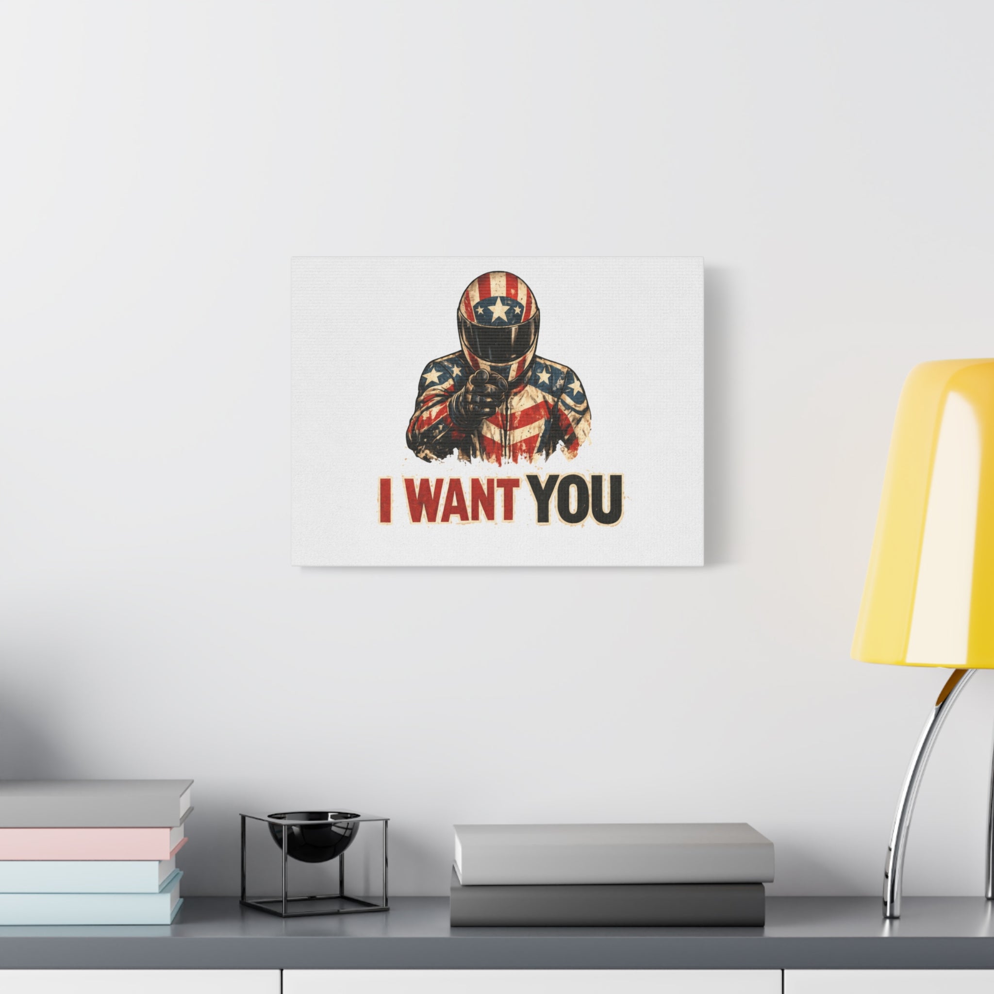 Patriotic Biker 'I Want You' Matte Canvas