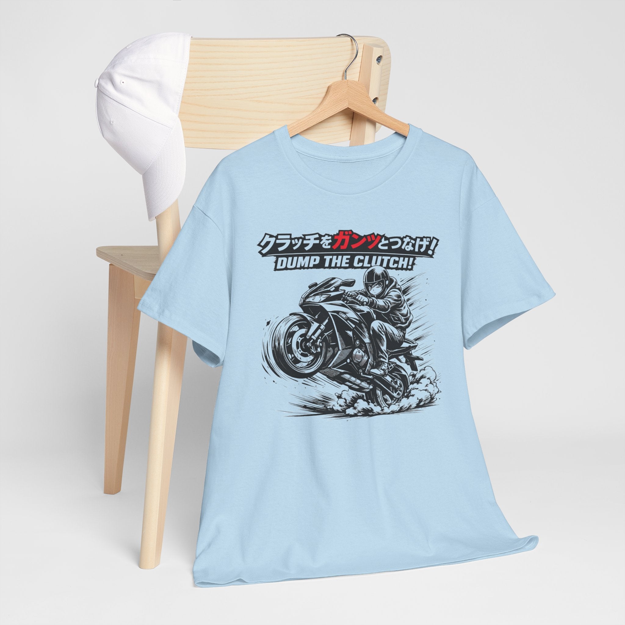 Motorcycle T‑Shirt — "Dump the Clutch!" Japanese Speed Graphic Tee