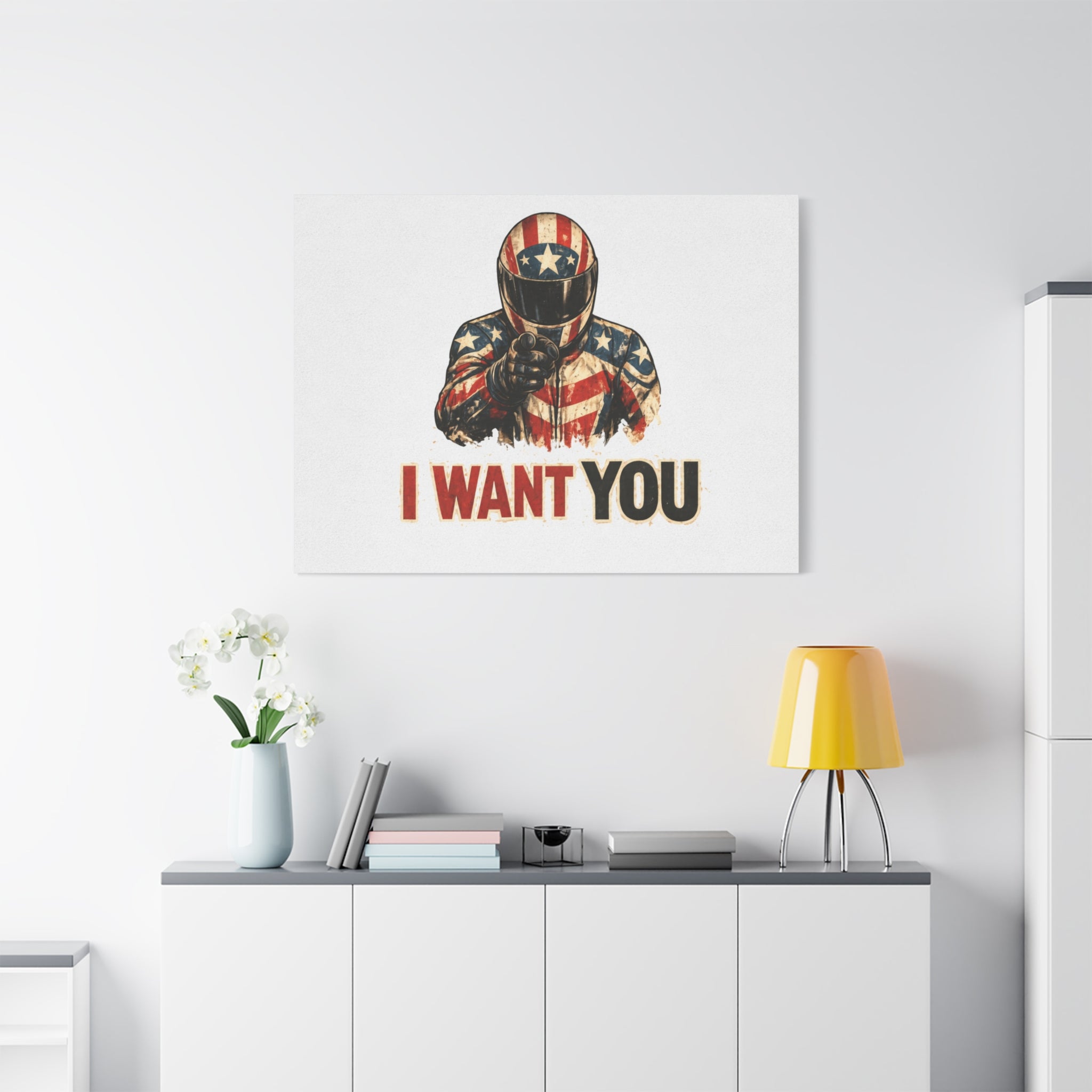 Patriotic Biker 'I Want You' Matte Canvas