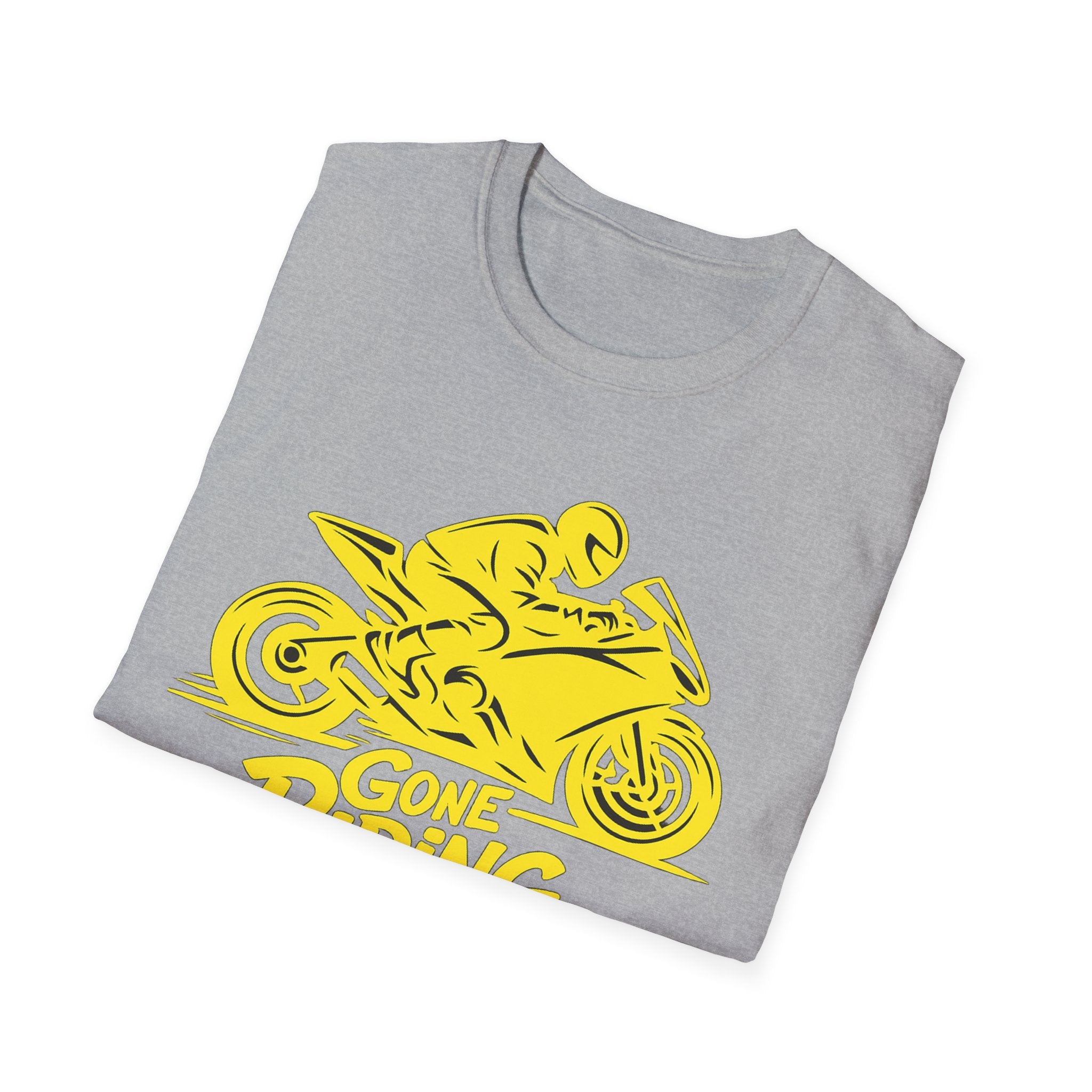 Motorcycle T-Shirt — "Gone Riding" Yellow Sportbike Graphic Tee