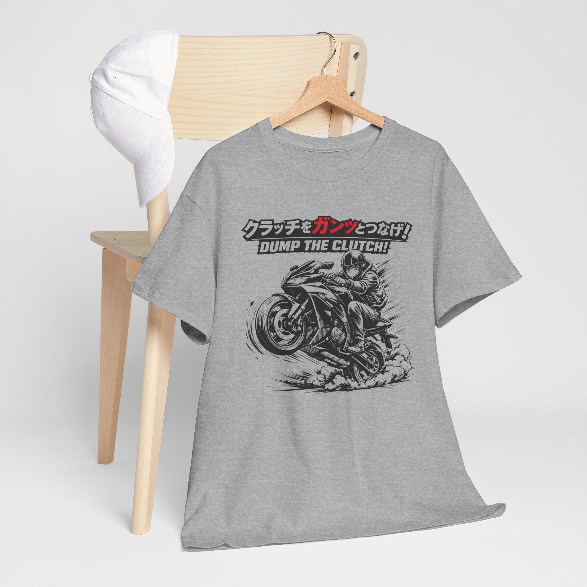 Motorcycle T‑Shirt — "Dump the Clutch!" Japanese Speed Graphic Tee
