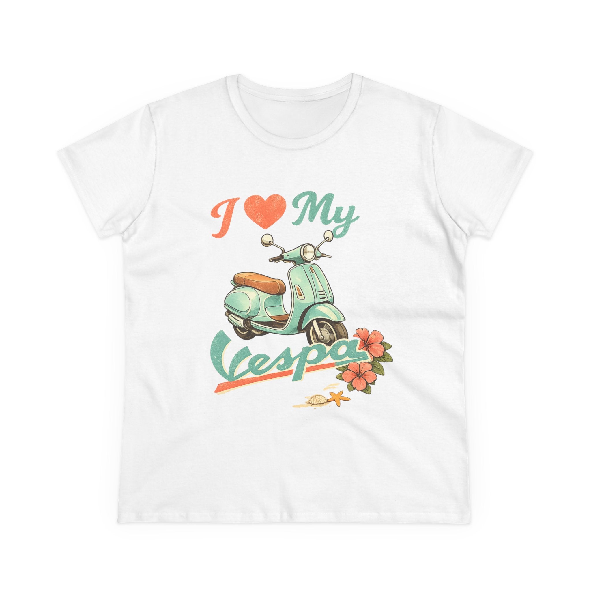 I Love My Vespa Women's Tee — Retro Scooter Graphic Shirt