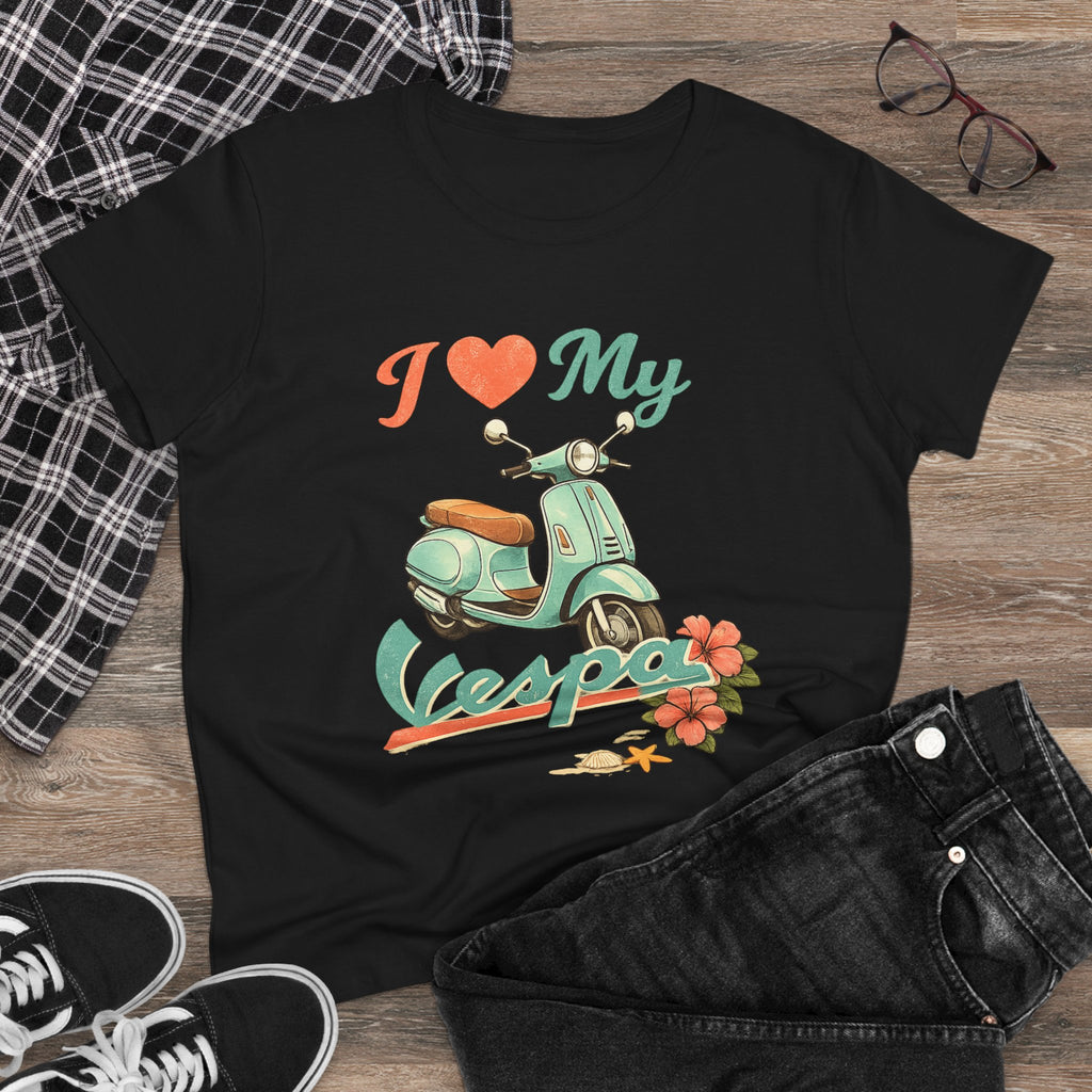 I Love My Vespa Women's Tee — Retro Scooter Graphic Shirt