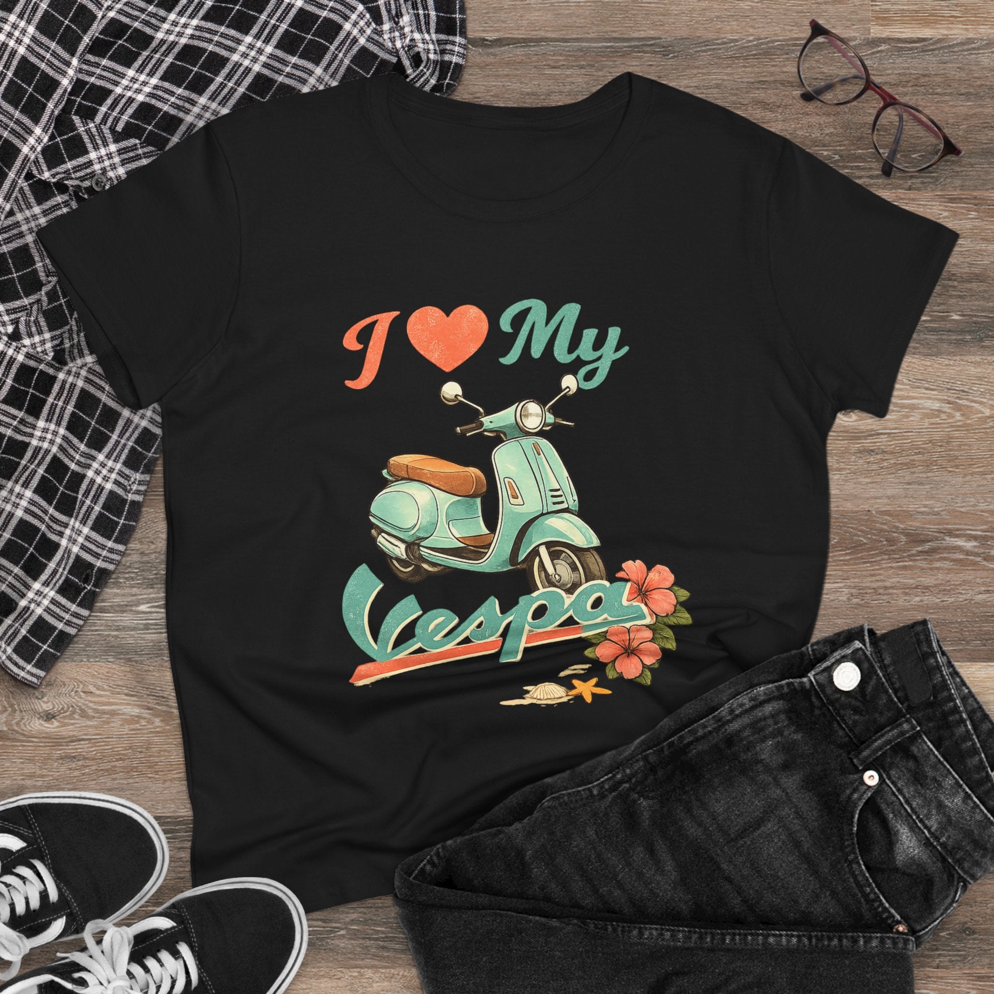 I Love My Vespa Women's Tee — Retro Scooter Graphic Shirt