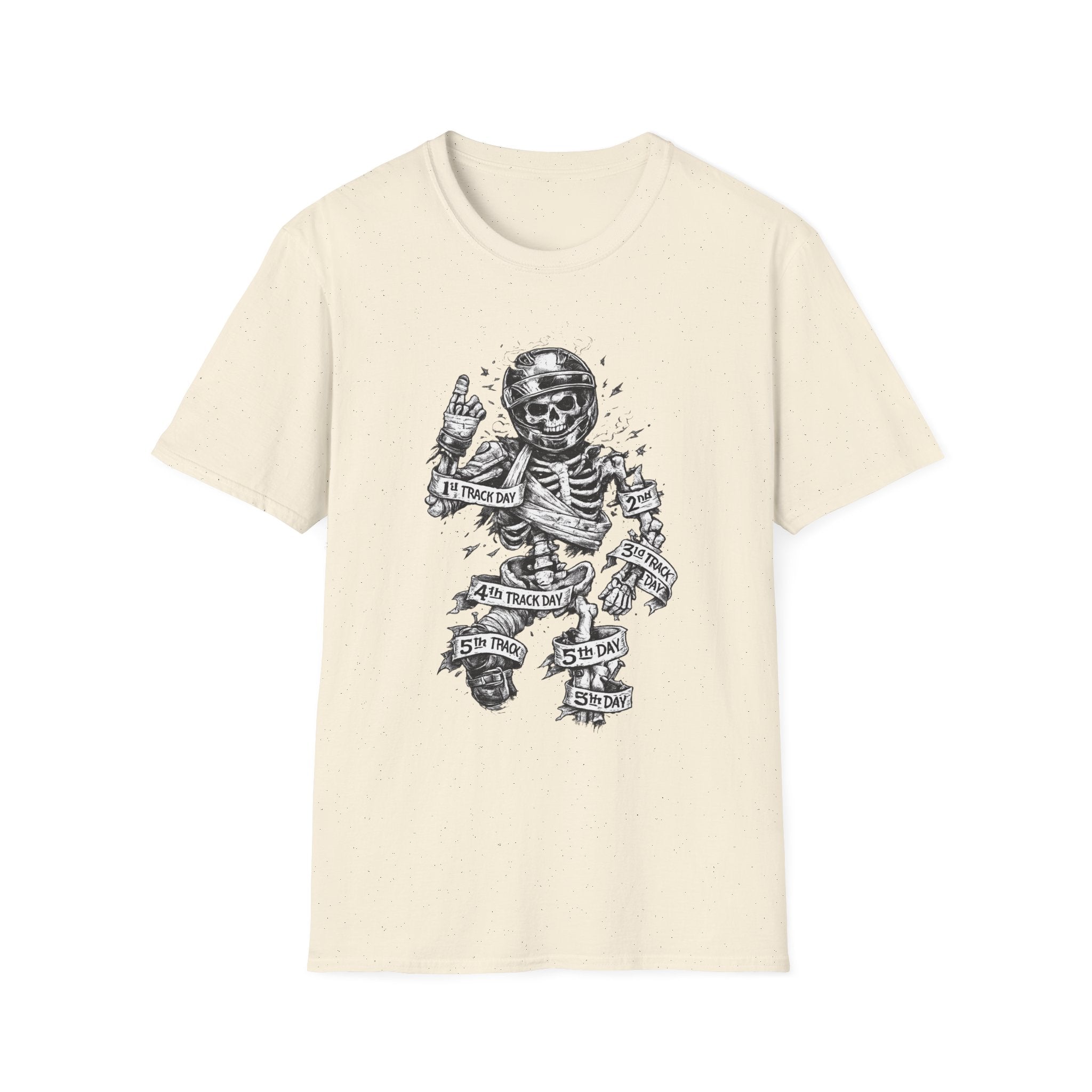 Skeleton Biker T-Shirt — "5% Truck Day 95% Day Off" Vintage Moto Tee