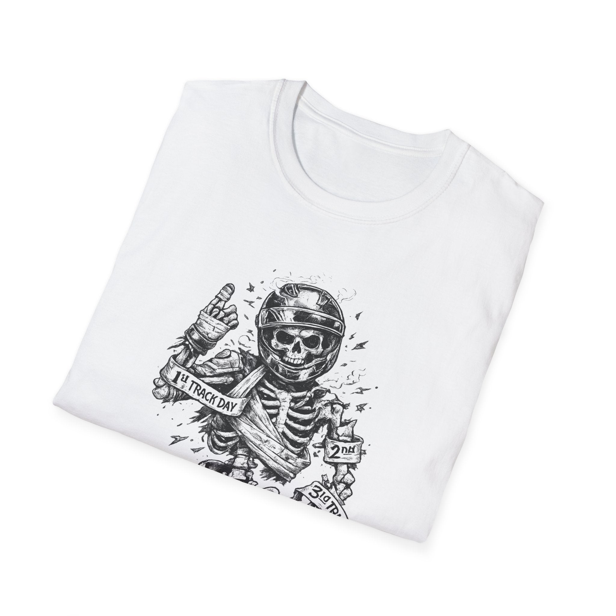 Skeleton Biker T-Shirt — "5% Truck Day 95% Day Off" Vintage Moto Tee