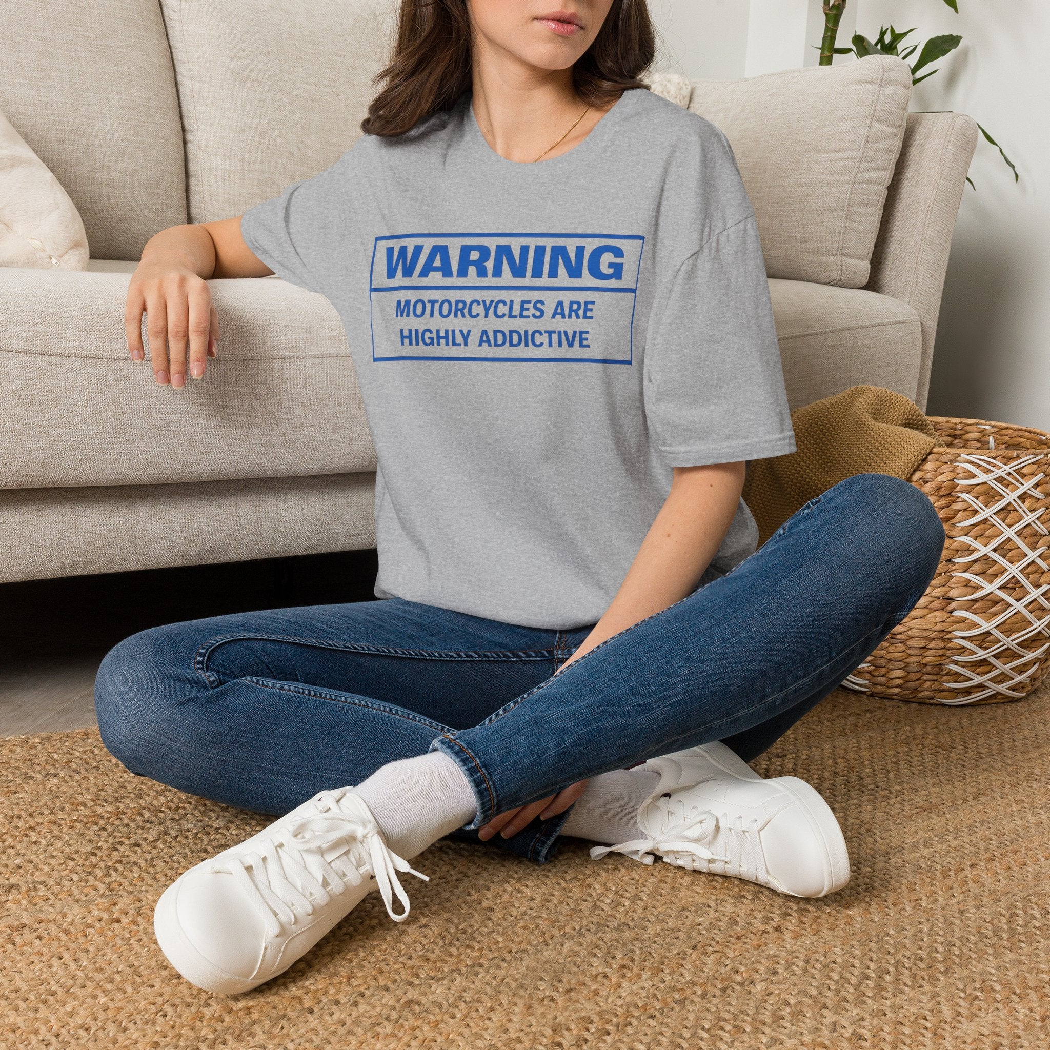 T-Shirt — "WARNING: Motorcycles Are Highly Addictive" Graphic Tee