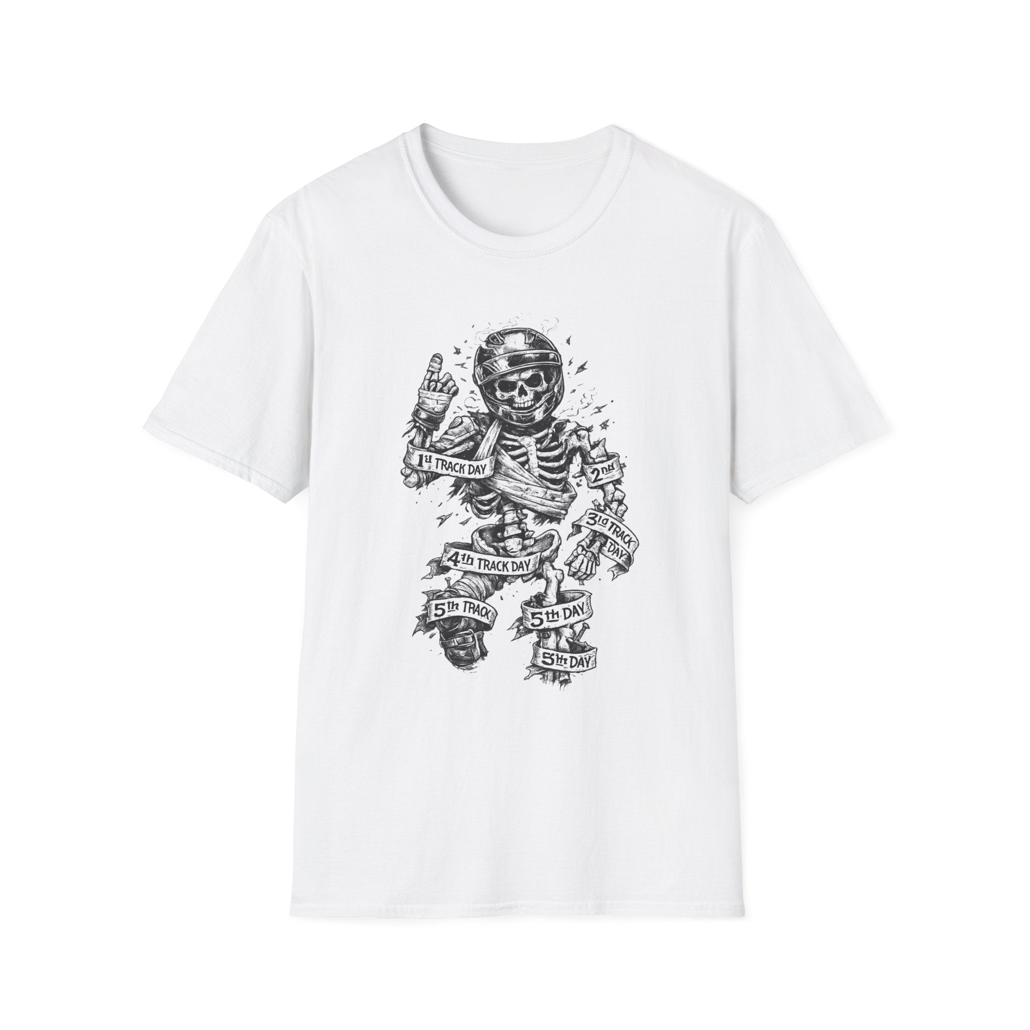 Skeleton Biker T-Shirt — "5% Truck Day 95% Day Off" Vintage Moto Tee