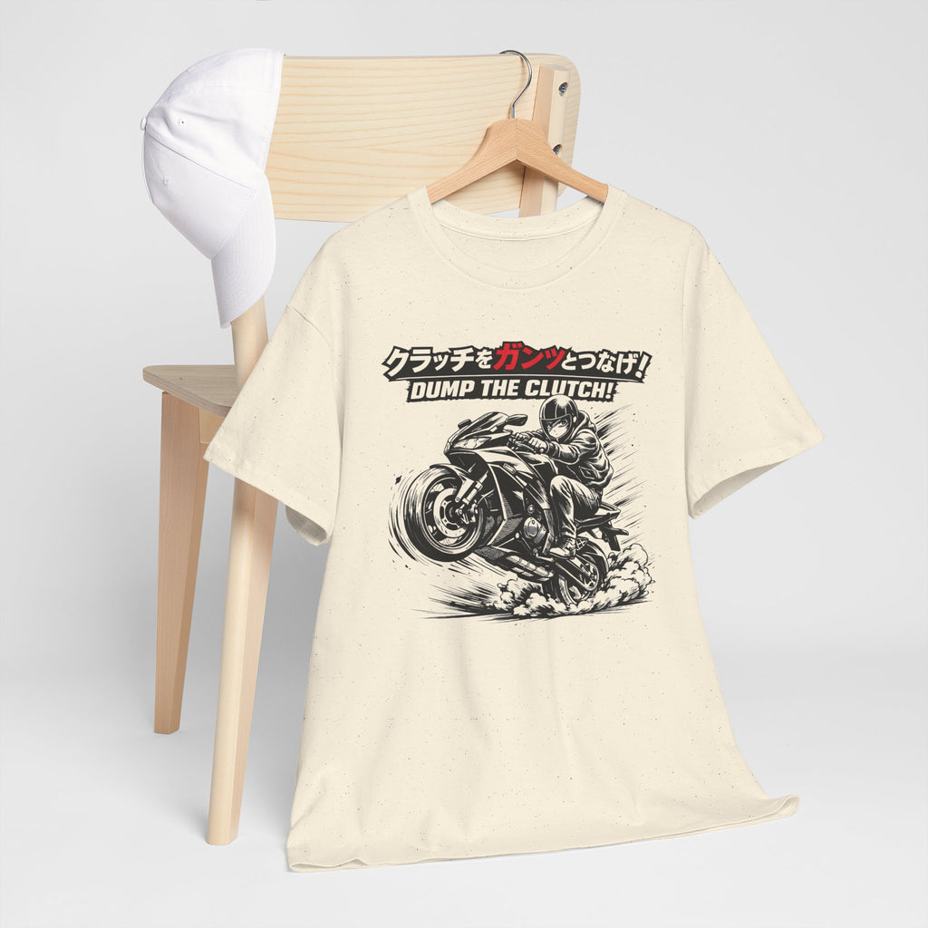 Motorcycle T‑Shirt — "Dump the Clutch!" Japanese Speed Graphic Tee