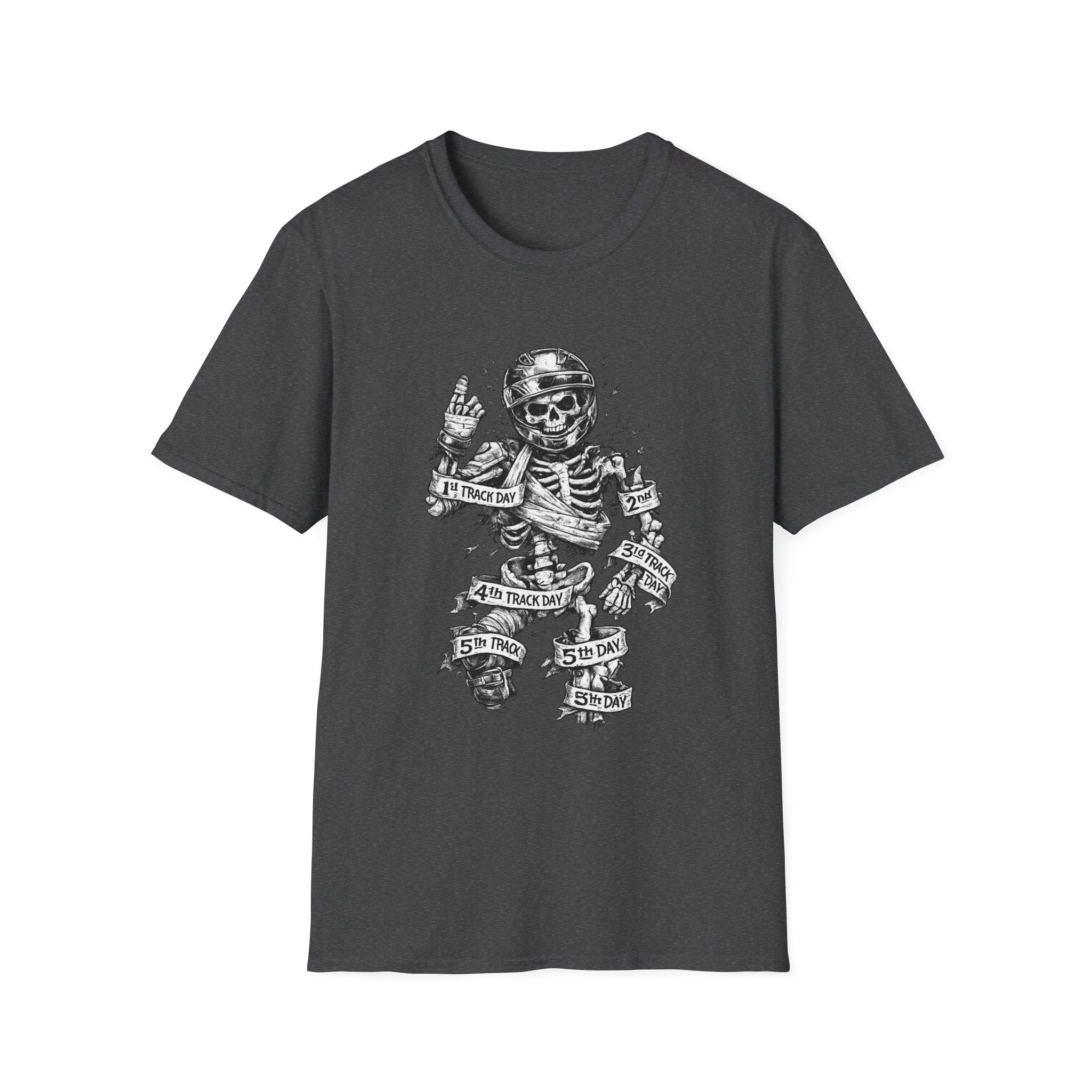 Skeleton Biker T-Shirt — "5% Truck Day 95% Day Off" Vintage Moto Tee