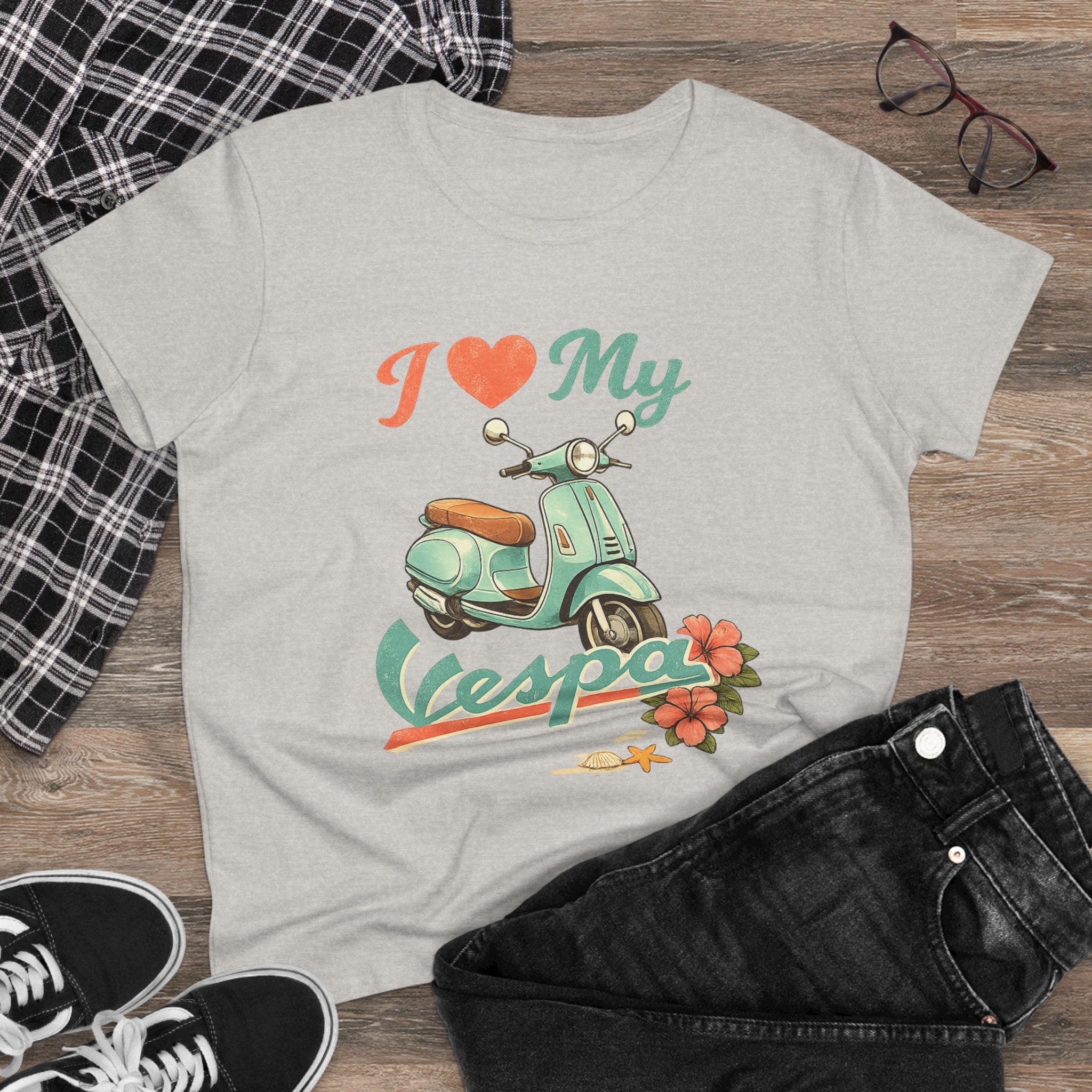 I Love My Vespa Women's Tee — Retro Scooter Graphic Shirt