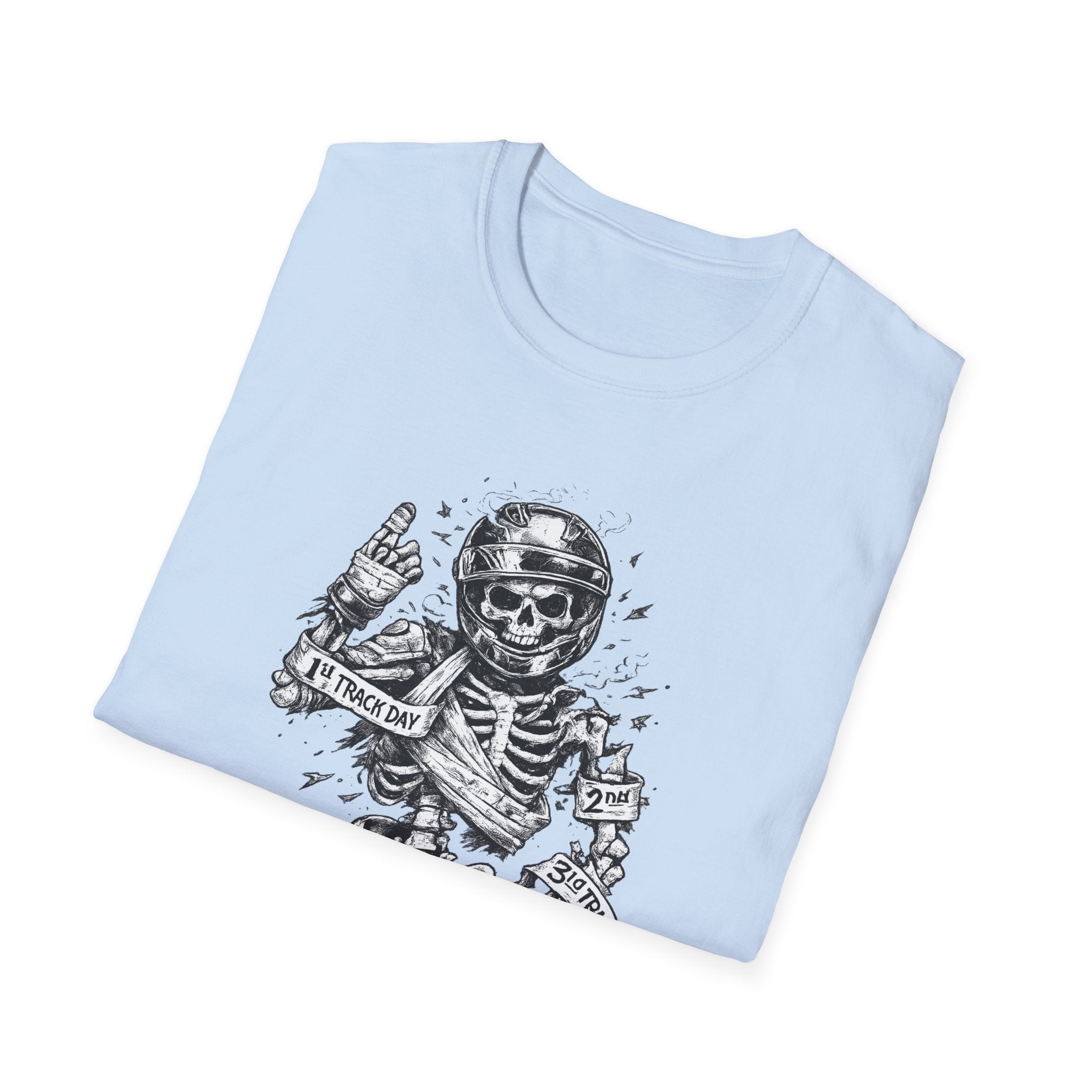 Skeleton Biker T-Shirt — "5% Truck Day 95% Day Off" Vintage Moto Tee