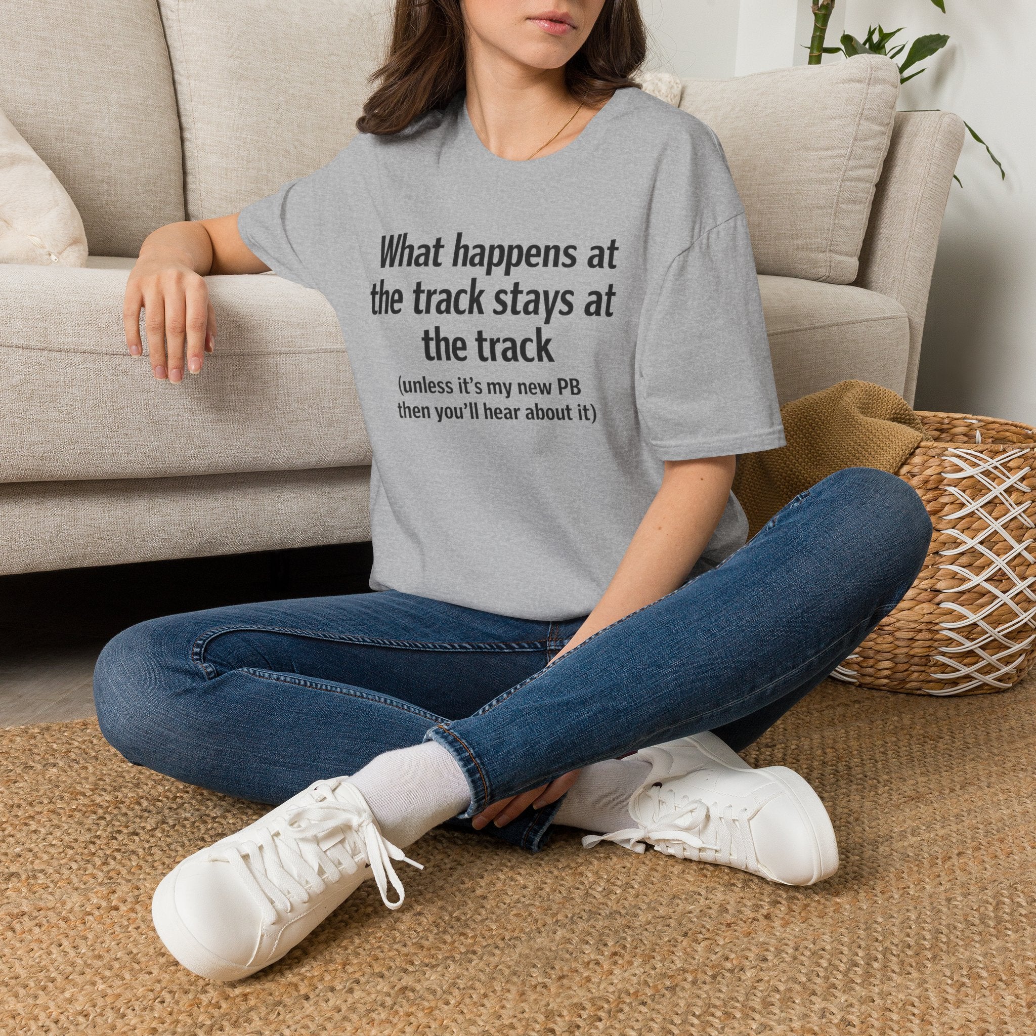 Track Runner T-Shirt — “What happens at the track stays at the track” Running Tee