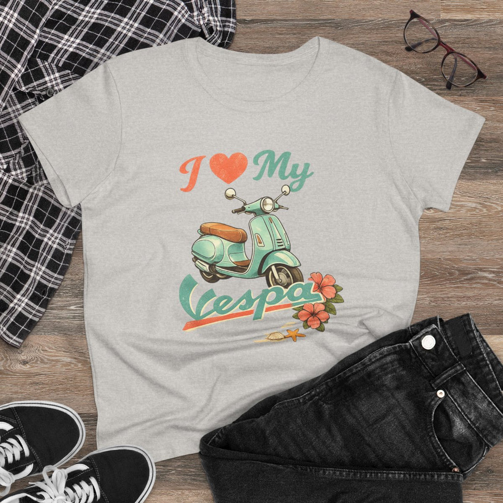 I Love My Vespa Women's Tee — Retro Scooter Graphic Shirt